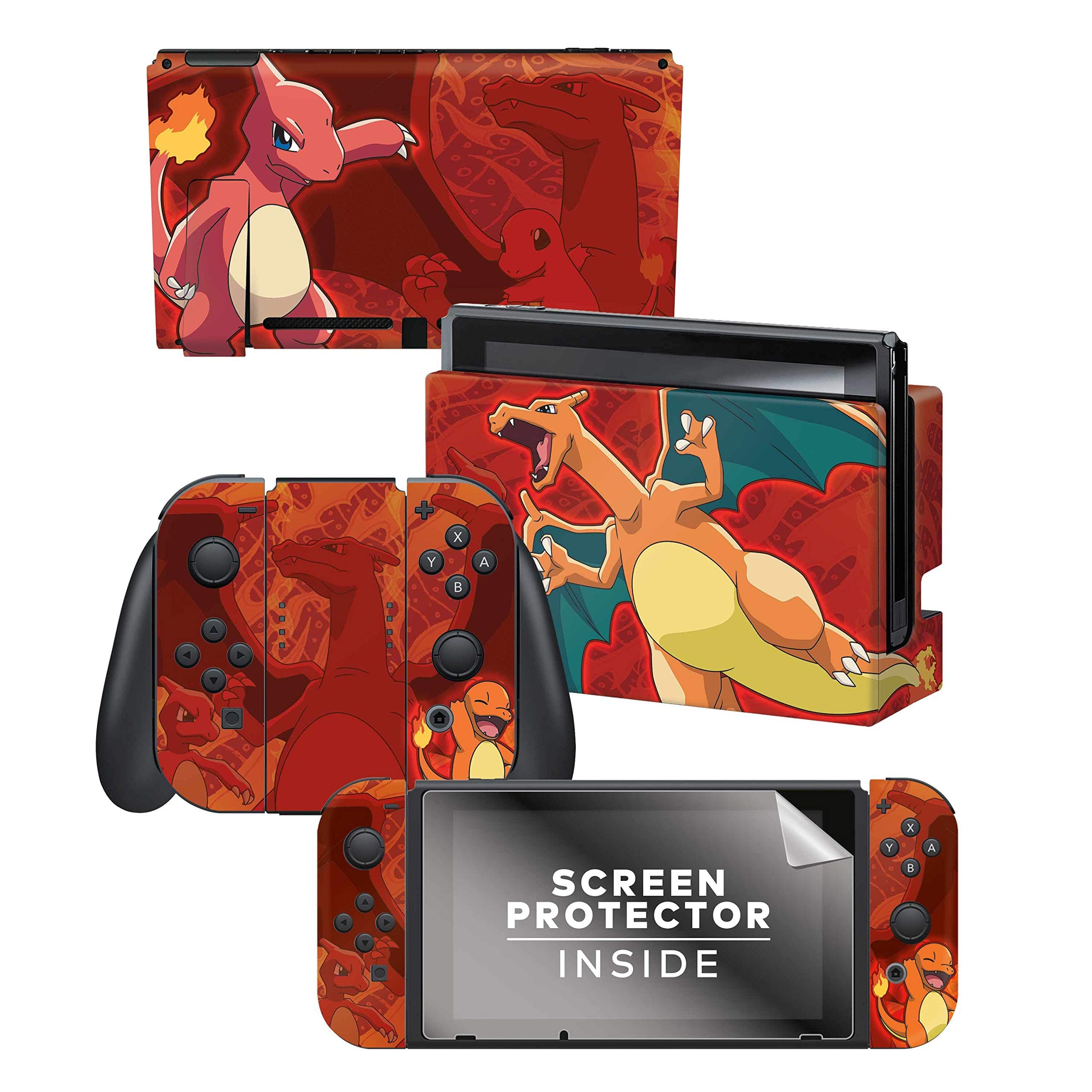 Controller Gear Nintendo Switch Skin & Screen Protector Set - Pokemon - Charmander Evolutions Set 1 - Nintendo Switch