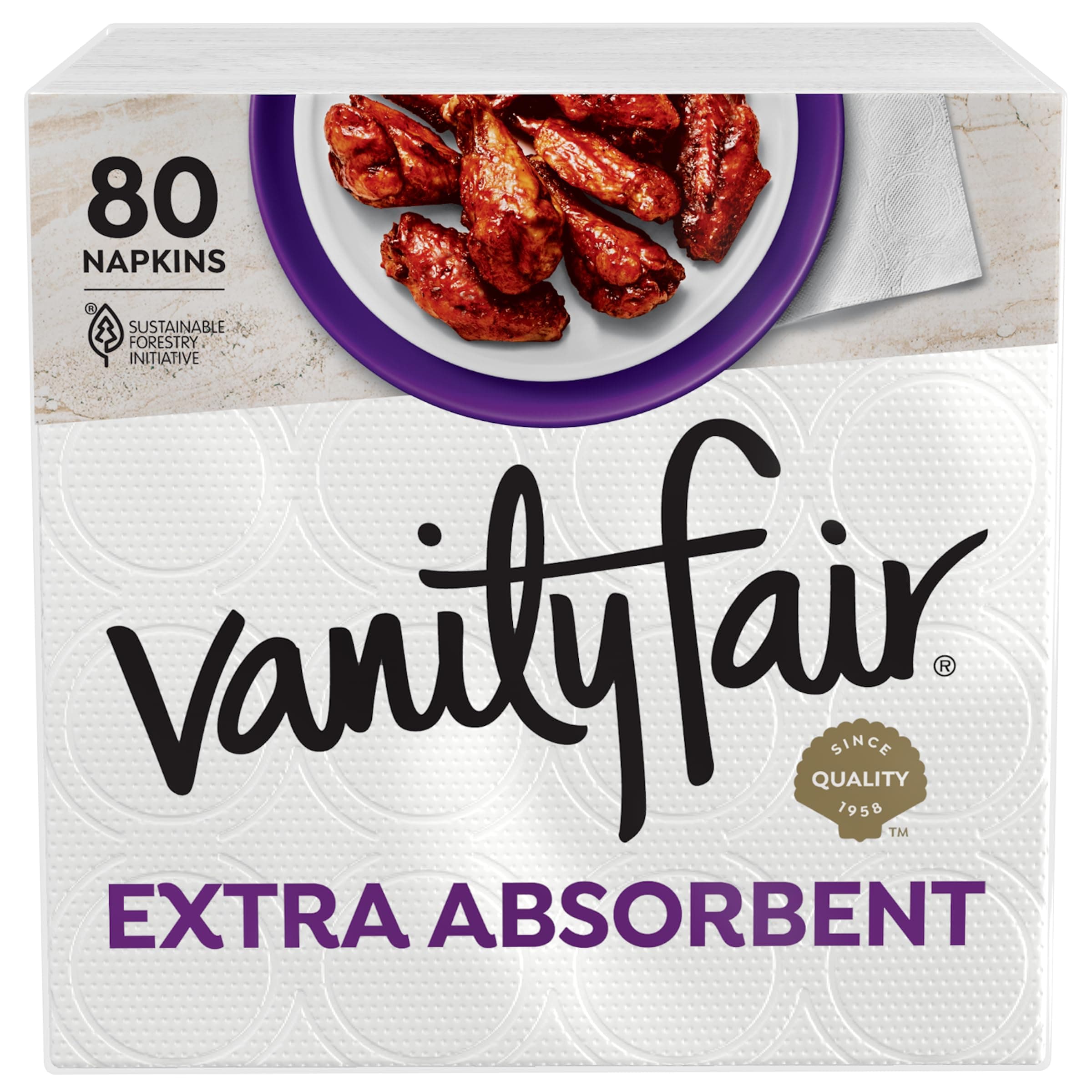 Extra Absorbent Premium Paper Napkins, 80 Count, Disposable Napkins Made Soft And Strong For Messy Meals And Everyday Use