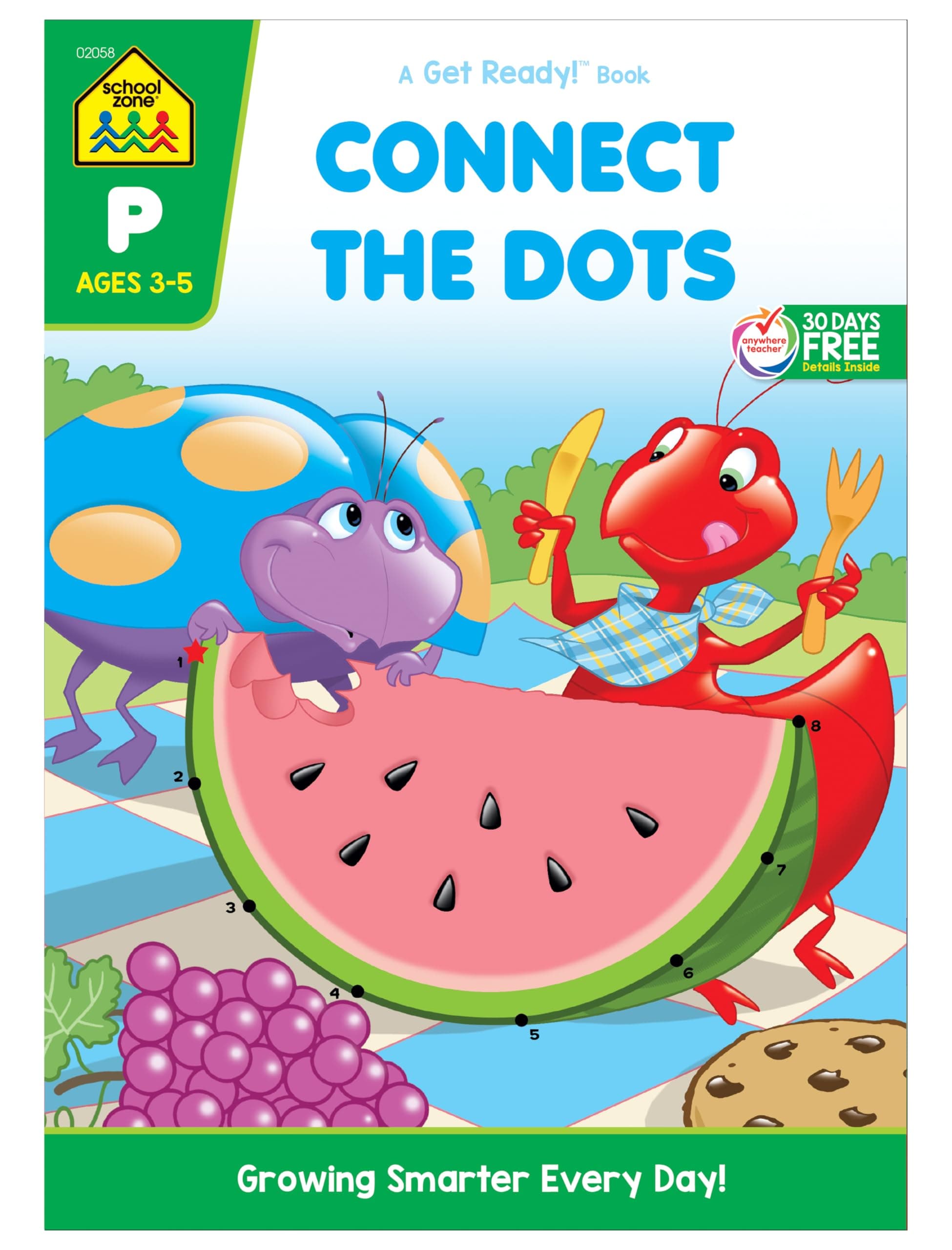 School Zone Connect the Dots Workbook: 32 Pages, Preschool, Kindergarten, Dot-to-Dots, Counting, Number Puzzles, Numbers 1-10, Coloring, Ages 3 to 5 (Get Ready! Book Series)