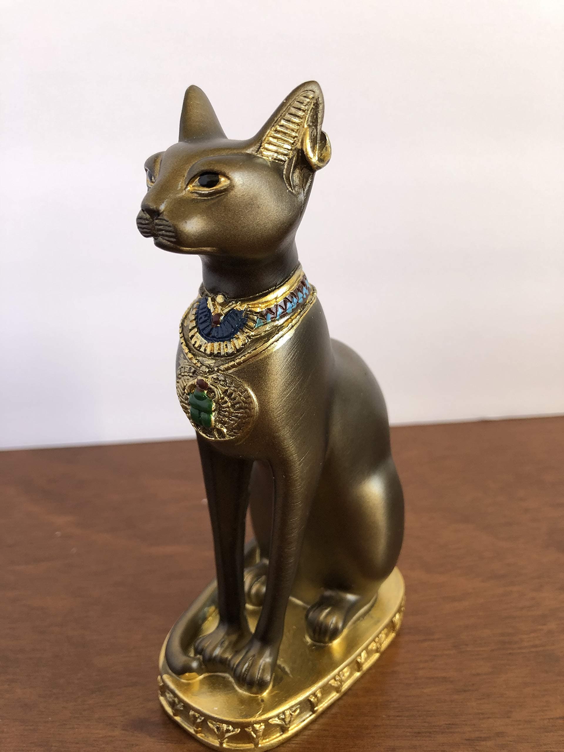 YOUNI - Ancient Egypt Kitty Egyptian Bastet Sculpture Cat Goddess Statue Collectible (Bronze, 5.5 inches)