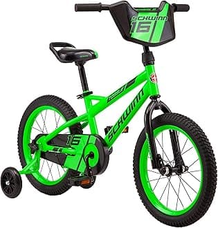 SchwinnHopscotch & Toggle Kids Bike, Boys and Girls Bicycle, 12-16-Inch Wheels, Removable Training Wheels for 2-4 Year Olds, Saddle with Handle for Assistance, Easy Tool-Free Assembly