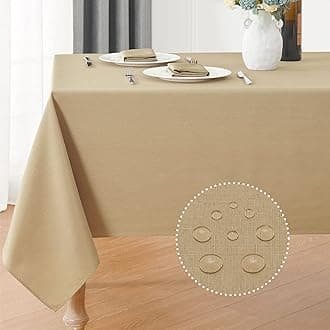 Faux Linen Rectangle Tablecloth Waterproof 60x84 inch Table Cloth Stain and Wrinkle Resistant Washable, Decorative Fabric Table Cover for Dining, Kitchen, Wedding and Parties, Coffee