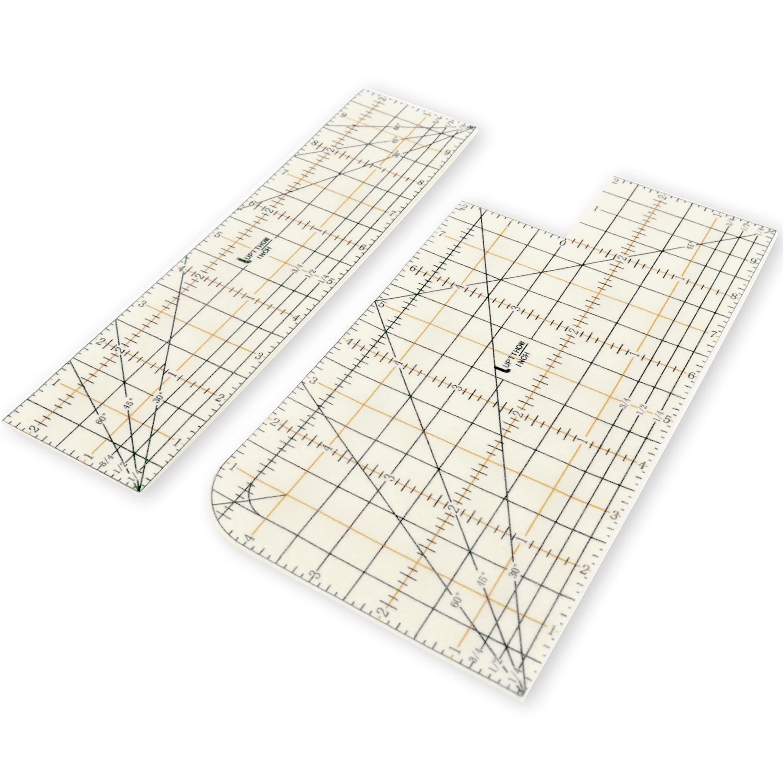 2 Pieces Hot Hem Ruler Sewing Fabric Ironing Tool Seam Permit Press with Dry or Steam Iron Heat Resistant Non-Slip Craft Accessories for Clothing Quilting and Folding Inch Set