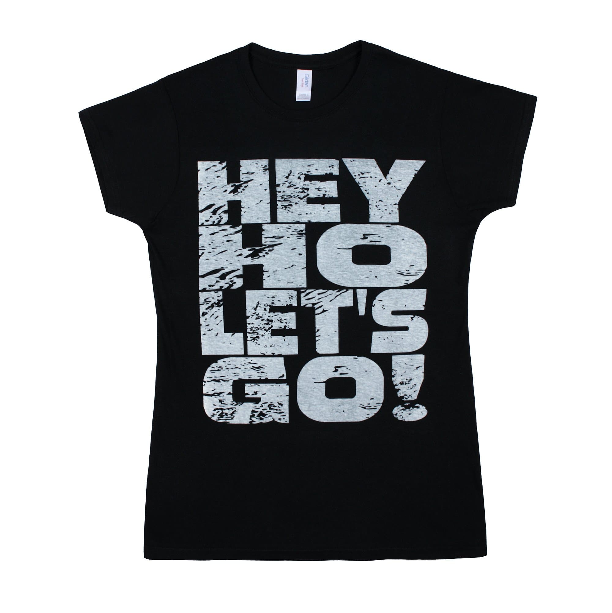 Punk Rock Shirt - Hey Ho Let's Go! - Hand Screen Printed Womens Ladies T Shirt - L - Black