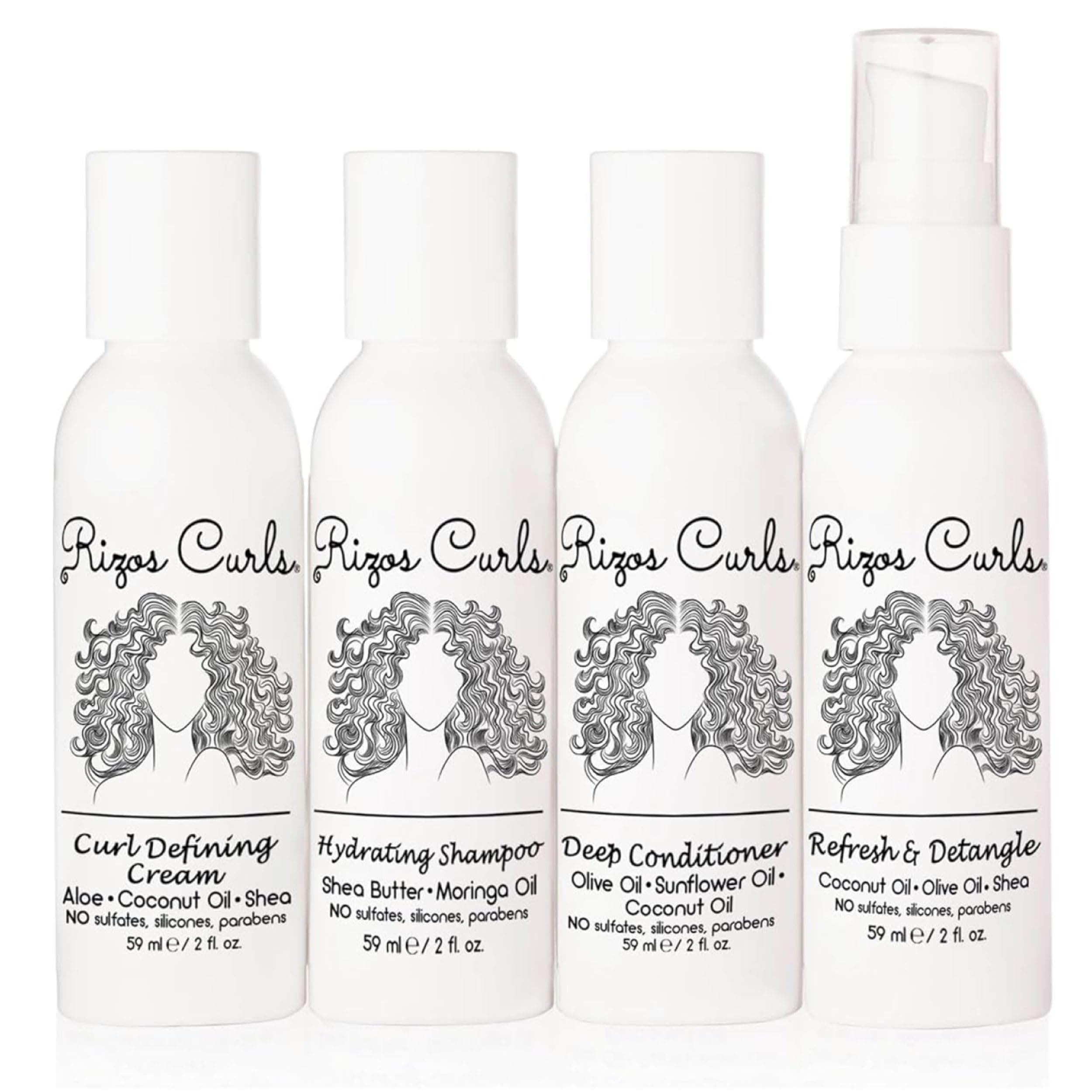 4-Step Travel Kit for Curly Hair: Curl Defining Cream, Shampoo, Conditioner, Refresh & Detangle (2 fl oz each)