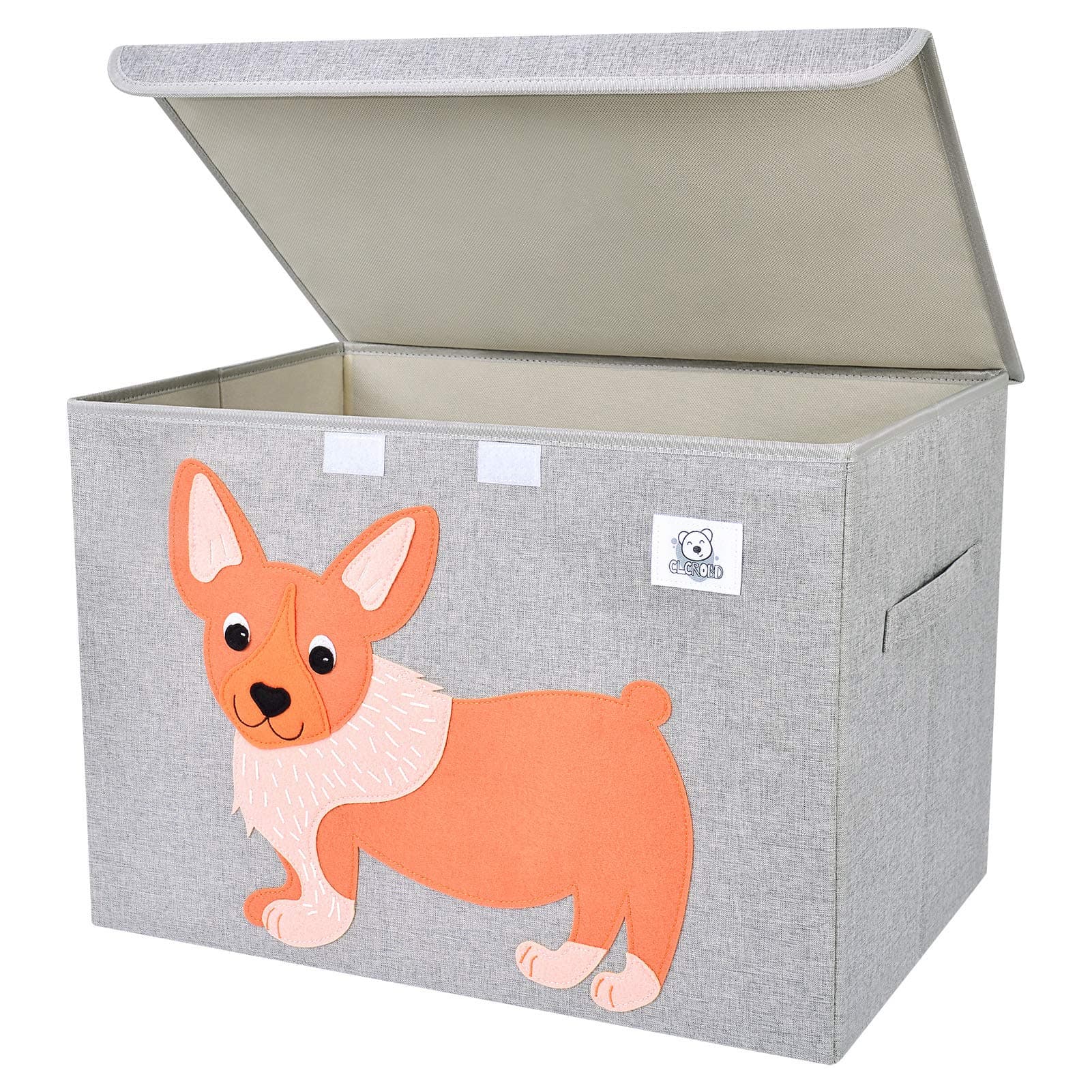 CLCROBD Foldable Large Kids Toy Chest with Flip-Top Lid, Collapsible Fabric Animal Toy Storage Organizer/Bin/Box/Basket/Trunk for Toddler, Children and Baby Nursery (Dog)