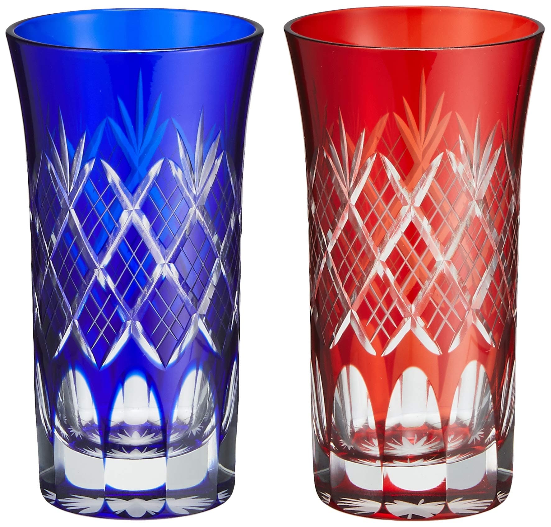 タジマガラス(Tajimaglass) Tajima Glass TG04-06-2 Edo Kiriko Stacked Yagi Bunsama Chrysanthemum Bottom Single Mouth Beer Pair