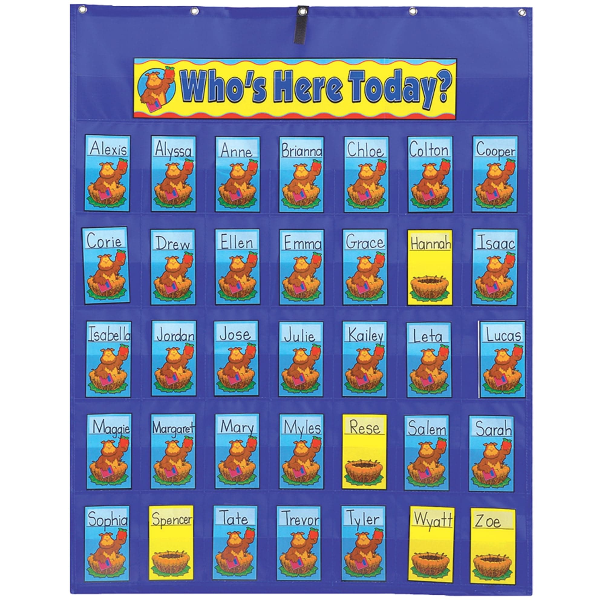 Carson Dellosa Daily Attendance Pocket Chart—Interactive Attendance and Absentee Roster with Student Name Cards, Daycare and Classroom Management (38" x 30"))