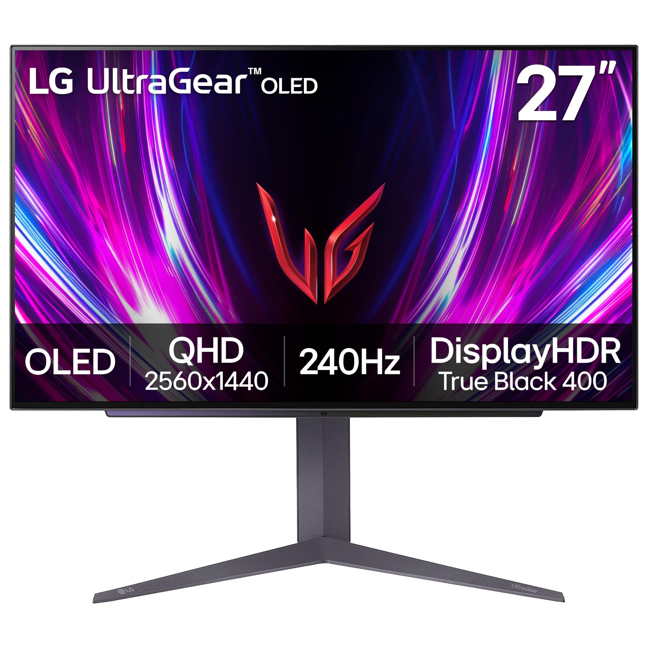 27GS93QE 27-inch Ultragear OLED Gaming Monitor QHD 1440p 240Hz 0.03ms DisplayHDR True Black 400 AMD FreeSync Premium Pro NVIDIA G-Sync HDMI 2.1 DisplayPort Tilt/Height/Pivot Stand Black