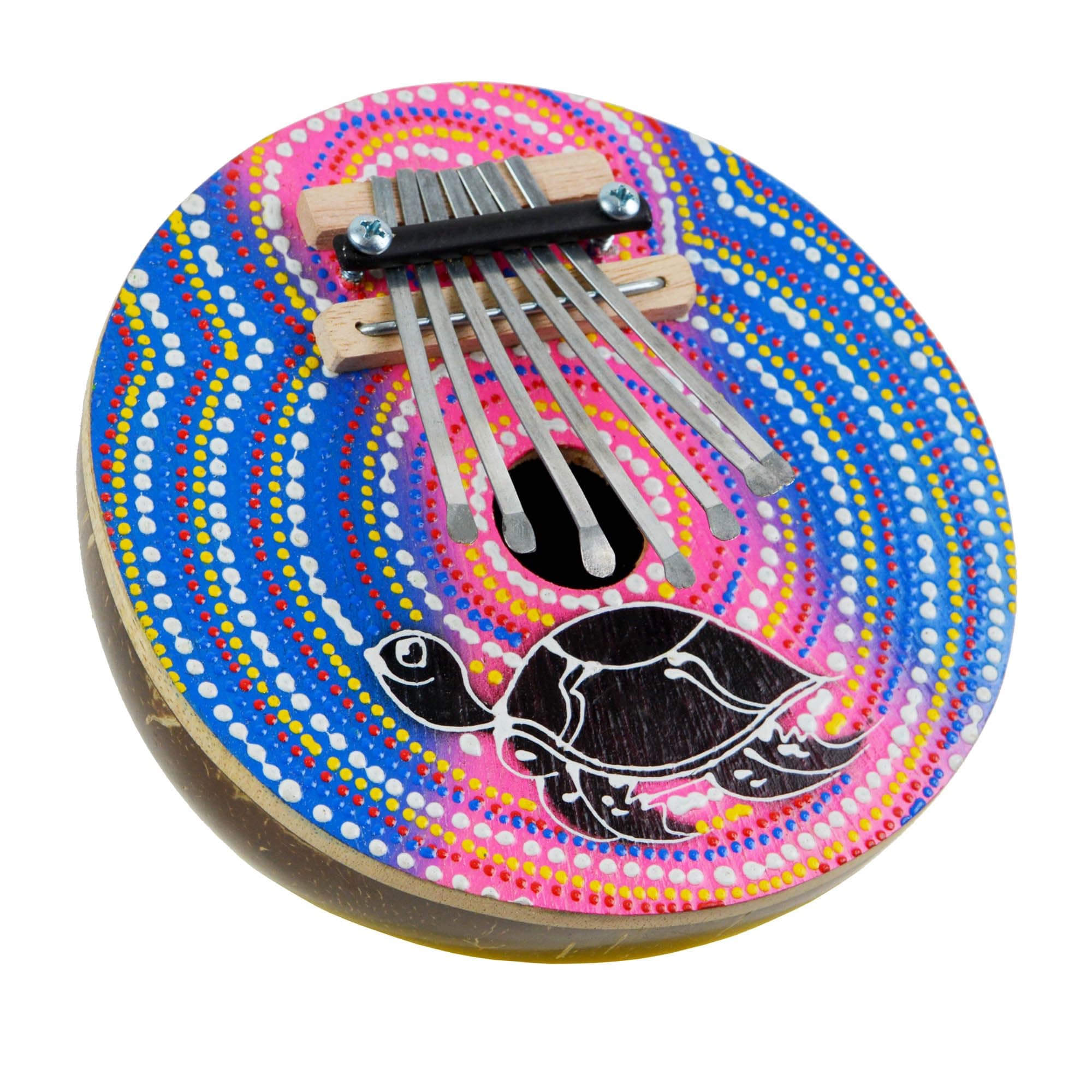 A-Star 7 Key Handmade Coconut Painted Kalimba Thumb Piano Mbira with Animal Design