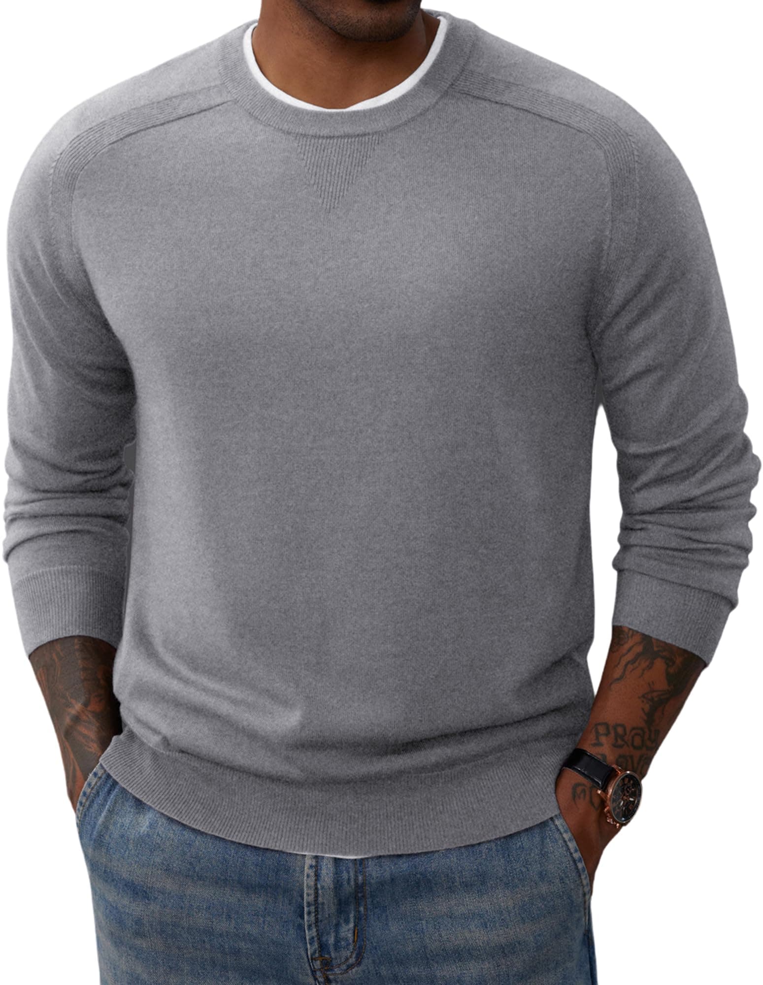 PJ PAUL JONESMen's Crewneck Sweaters Casual Crew Neck Sweatshirt Wool Blend Knit Pullovers