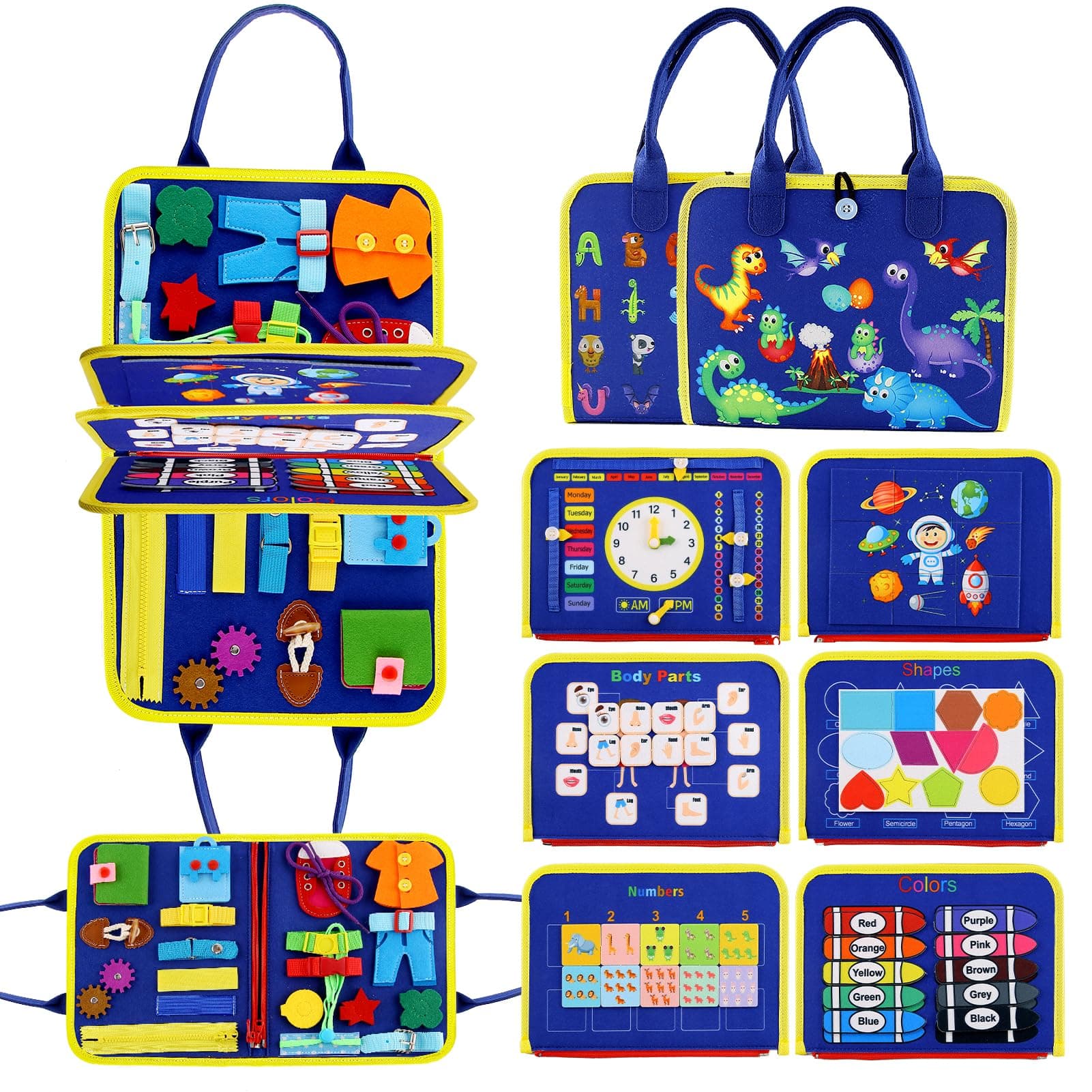 LANNEY Toddler Busy Board Montessori Toys for 1 2 3 4 Year Old, Busy Book for Toddlers Sensory Board Educational Activities Learning Fine Motor Skills, Travel Toys Boys and Girls Gifts