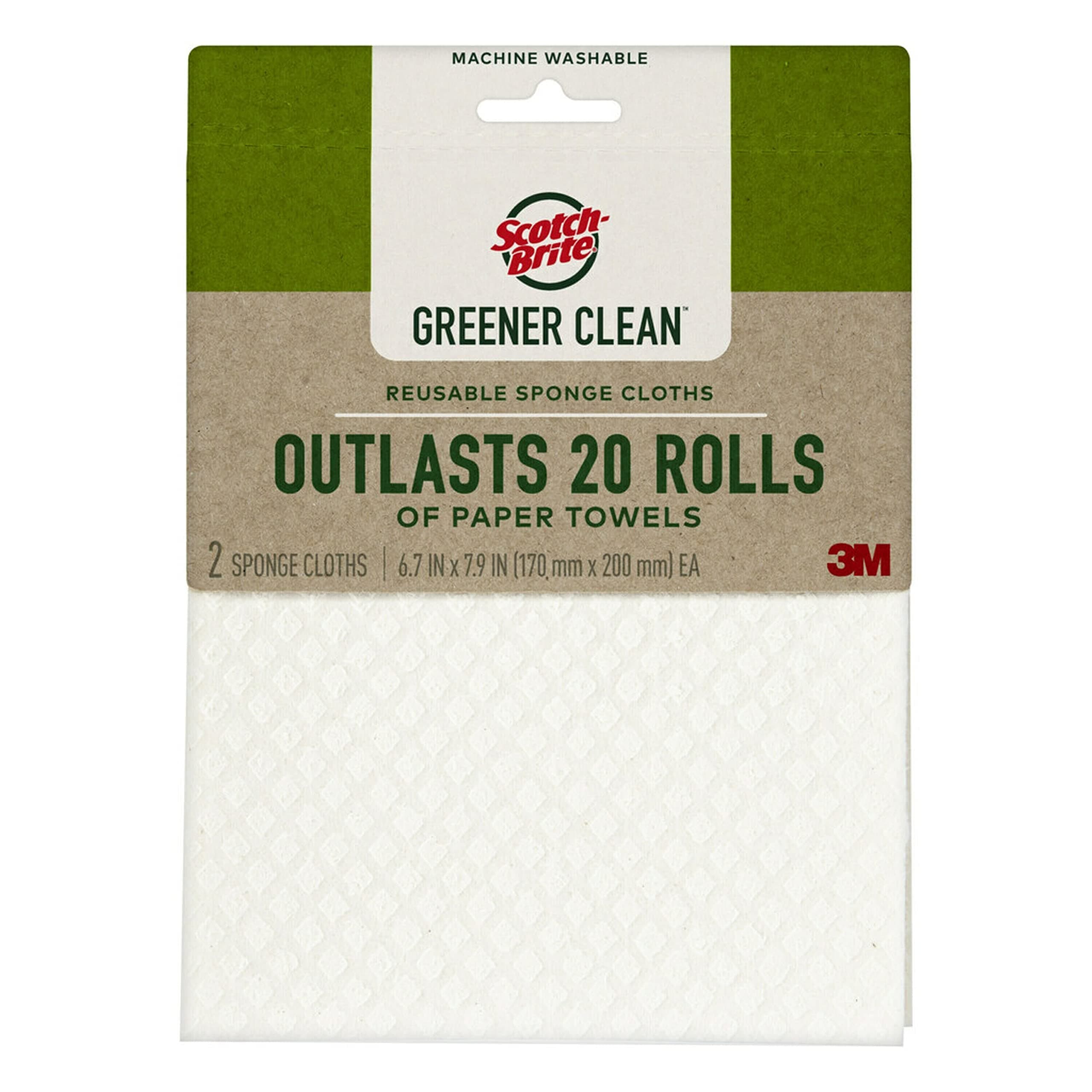 Greener Clean Sponge Cloth, Dish Cloths for Washing Dishes, Cleaning Kitchen and More, Superior Performance, Made from Sustainable Materials, Plant-Based Kitchen Cleaning Cloths, 2 Cloths