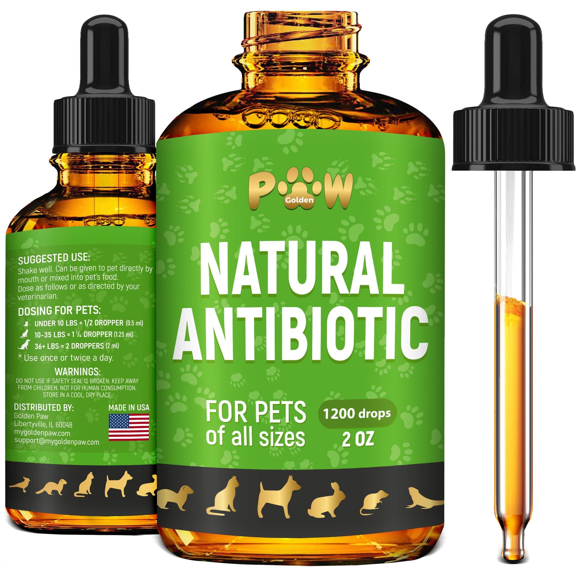 Dog Antibiotics for Infection, Coughs, UTIs, Allergies, Itching | Natural Antibiotics for Cats to Support Skin, Coat, & Digestion | for All Breeds & Ages | 2 oz