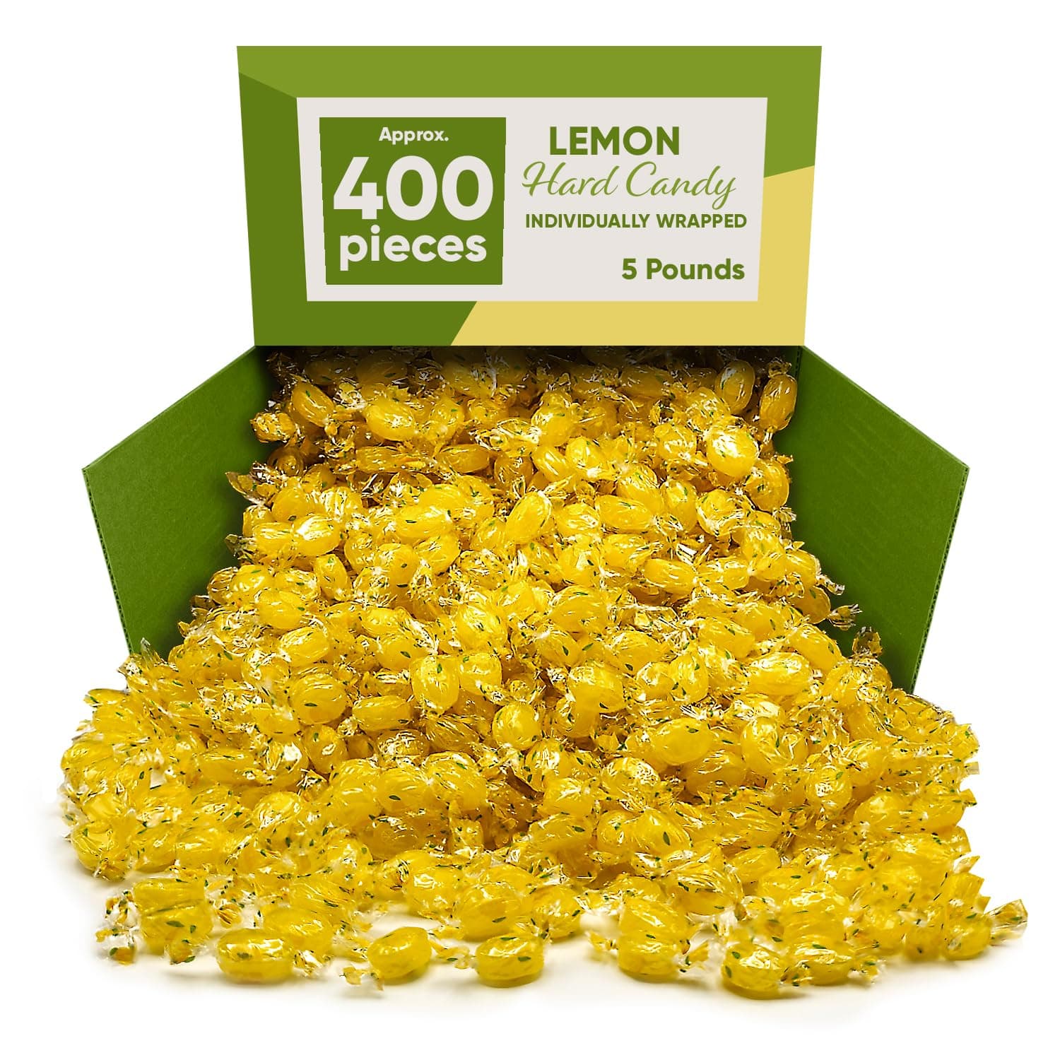 Lemon Drops Hard Candy Individually Wrapped - 5 Pounds Approx 400 Sour Lemon Candy, Holiday Candy Individually Wrapped - Yellow Bulk Candy, Christmas Candy in Bulk, Perfect for Holiday Season - Holiday Candy Individually Wrapped