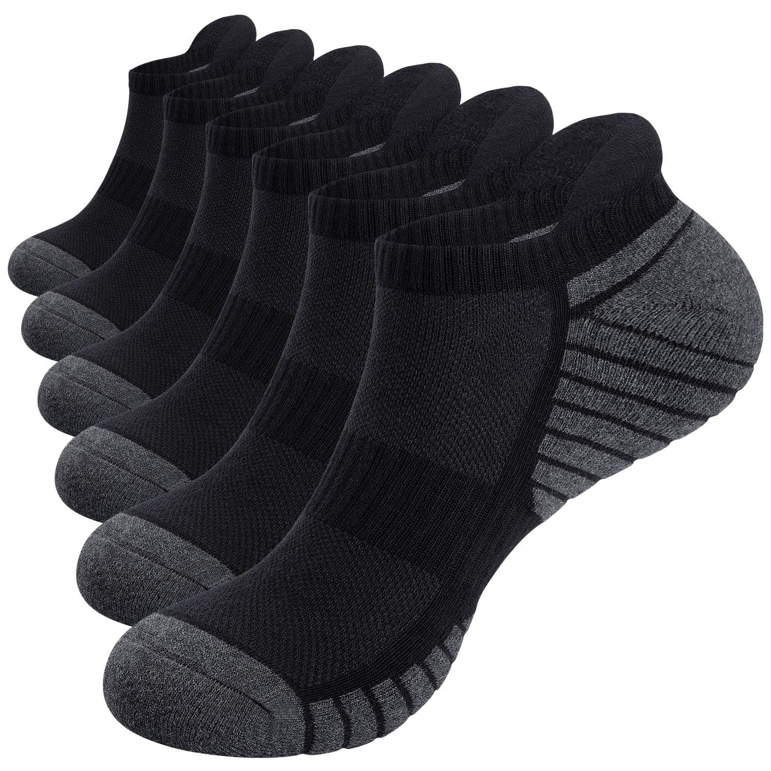 TANSTCMens Running Socks Anti-Blister Cushioned Sports Socks Trainer Socks For Men Women Cotton Ankle Socks Low Cut Breathable Athletic Sock(6 Pairs)