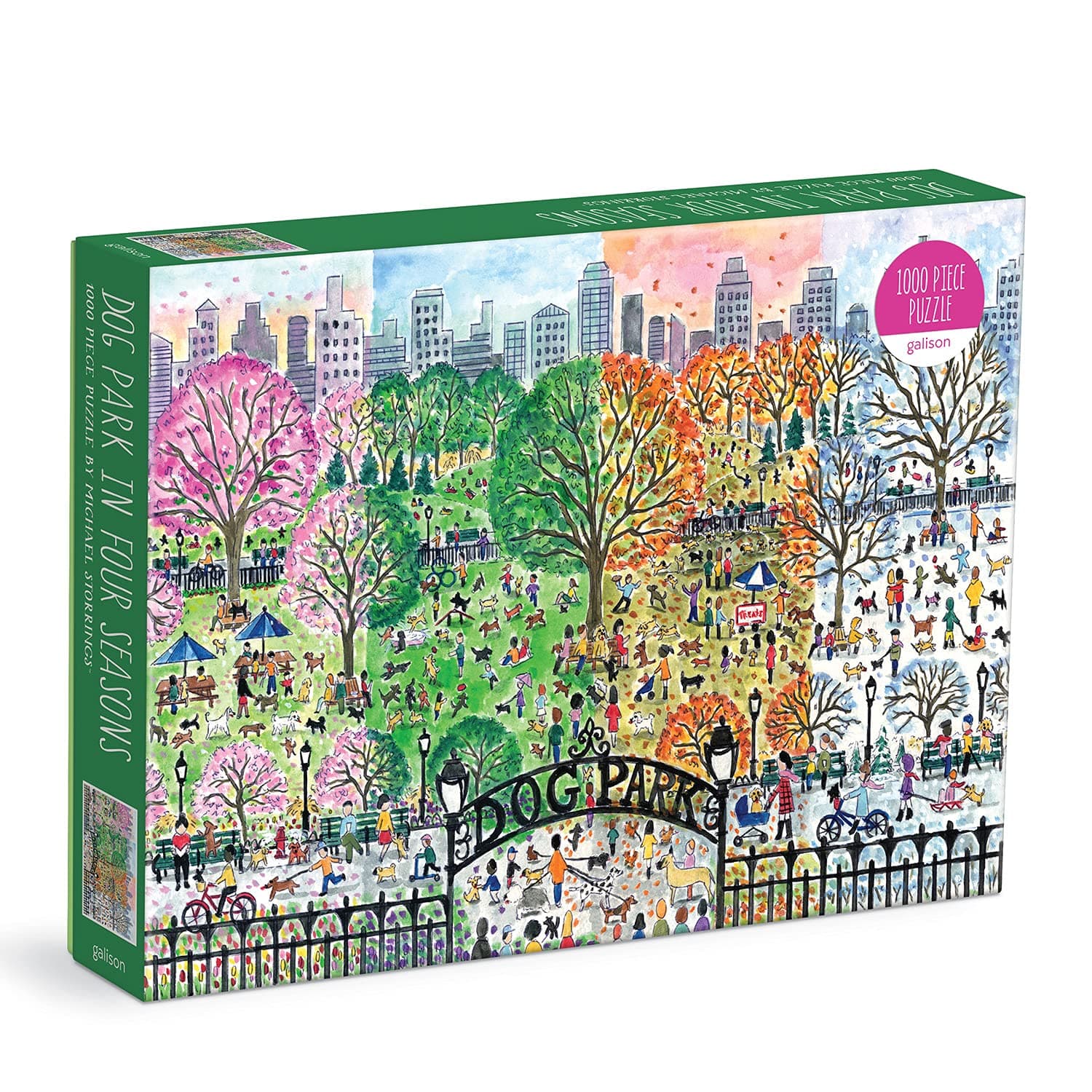 Galison Michael Storrings Dog Park in Four Seasons 1000 Piece Puzzle from Galison - Beautiful 1000 Piece Puzzle for Adults, Challenging and Fun, Thick and Sturdy Pieces, Great Gift Idea