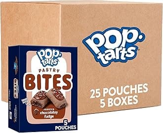 Pop-Tarts Baked Pastry Bites, Kids Snacks, School Lunch, Frosted Chocolatey Fudge (5 Boxes, 25 Pouches)