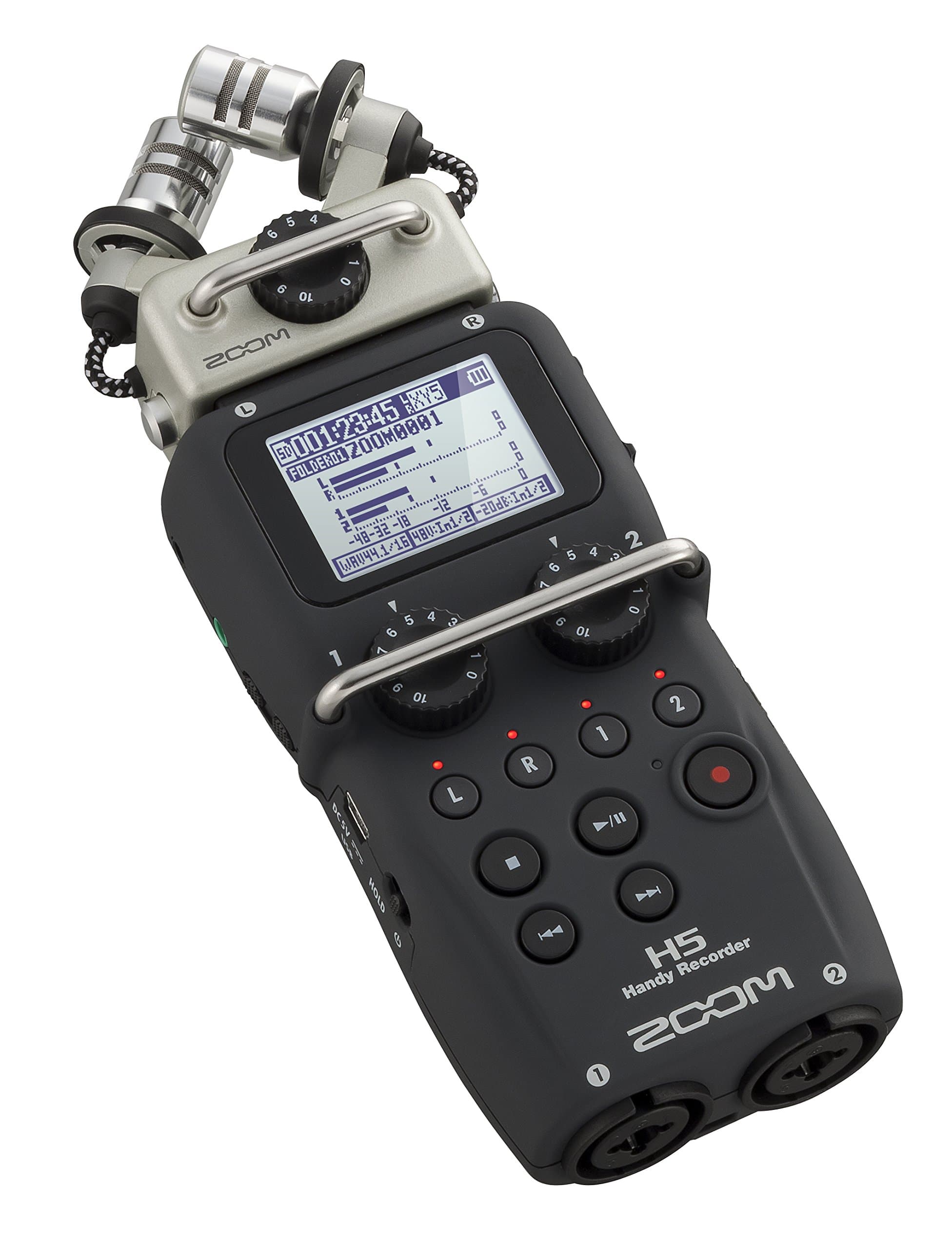 H5 4-Track Portable Recorder for Audio for Video, Music, and Podcasting, Stereo Microphones, 2 XLR/TRS Inputs, USB Audio Interface, Battery Powered