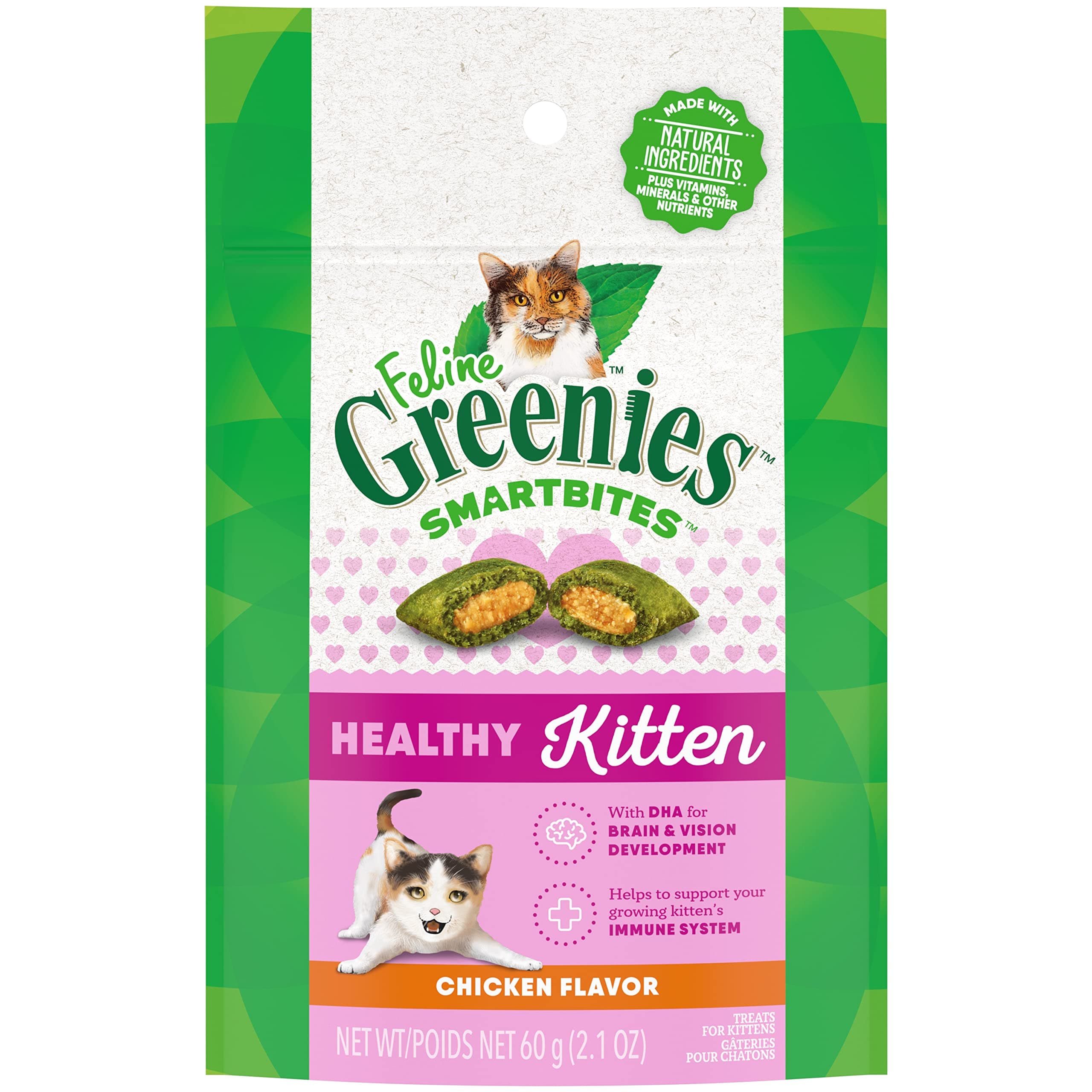 Greenies Feline Smartbites Healthy Kitten Treats, Chicken Flavor, 2.1 oz Pack