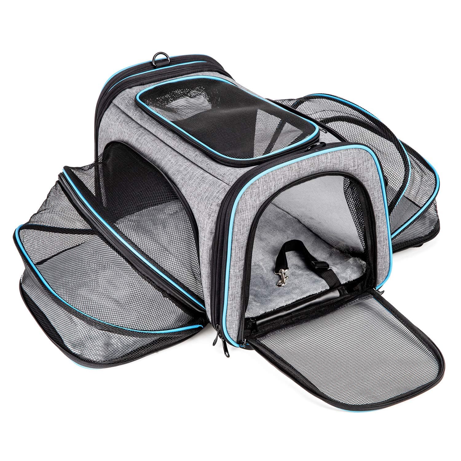 BERTASCHE Pet Carrier Airline Approved, Expandable Foldable Soft-Sided Pet Travel Carrier Bag with Removable Fleece Pad and Pockets for Cats, Puppy and Small Dogs