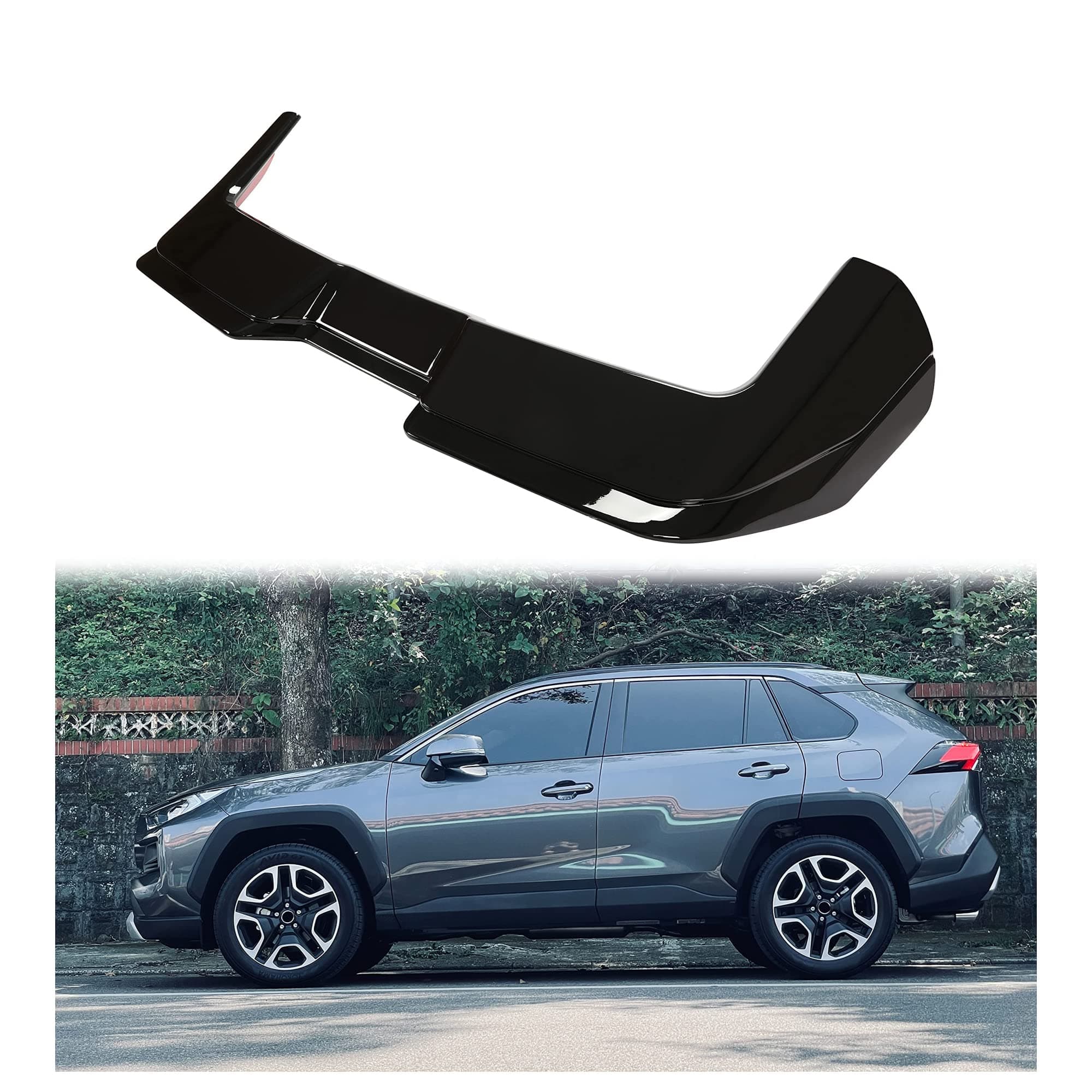 HECASA Rear Trunk Lid Spoiler Wing Compatible with 2019-2023 Toyota RAV4 ABS Plastic Painted Black