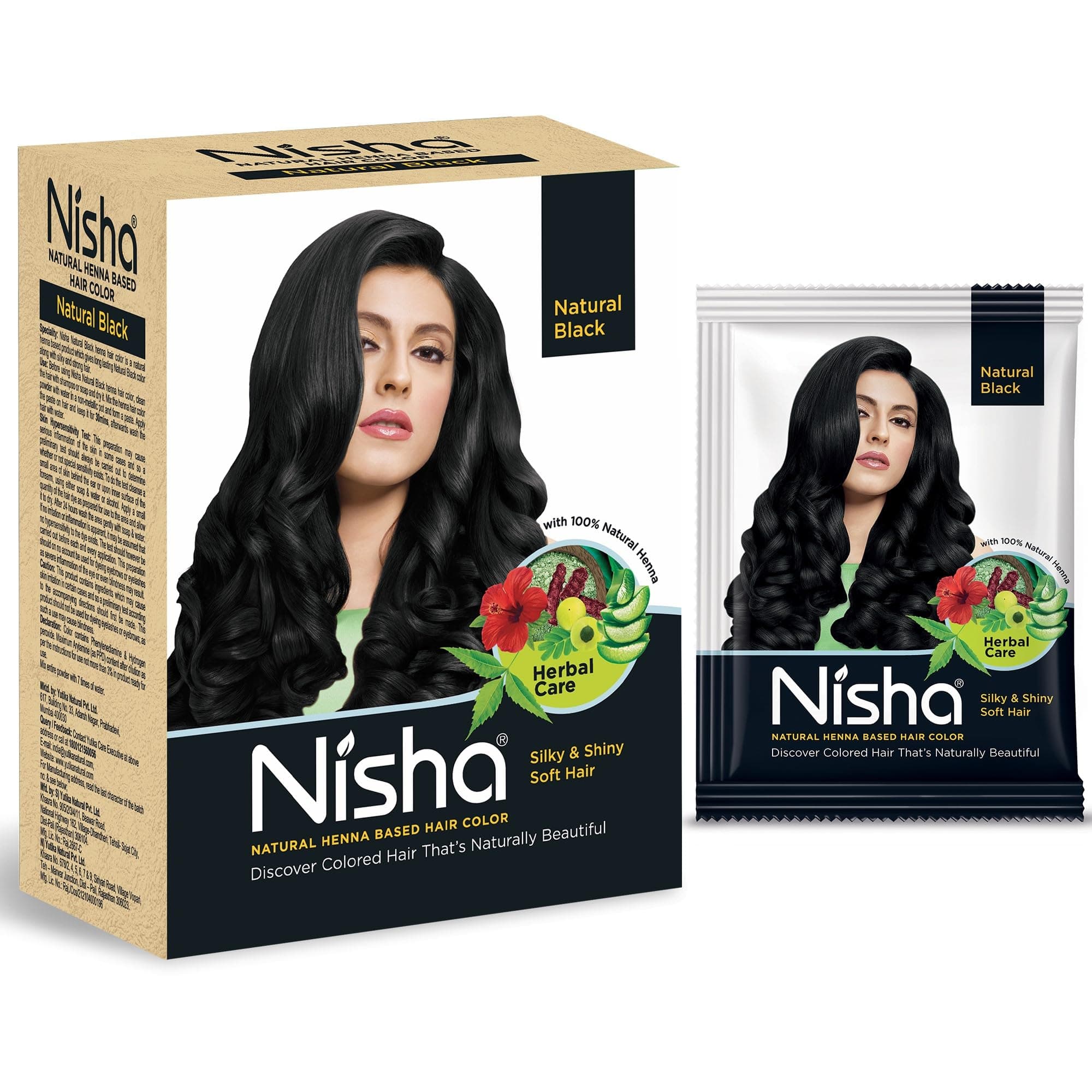Nisha Natural Henna Based Hair Color, Permanent Black Hair Color Dye, Natural Premium Henna, 100% Grey Coverage, Natural Black, 2.12 oz
