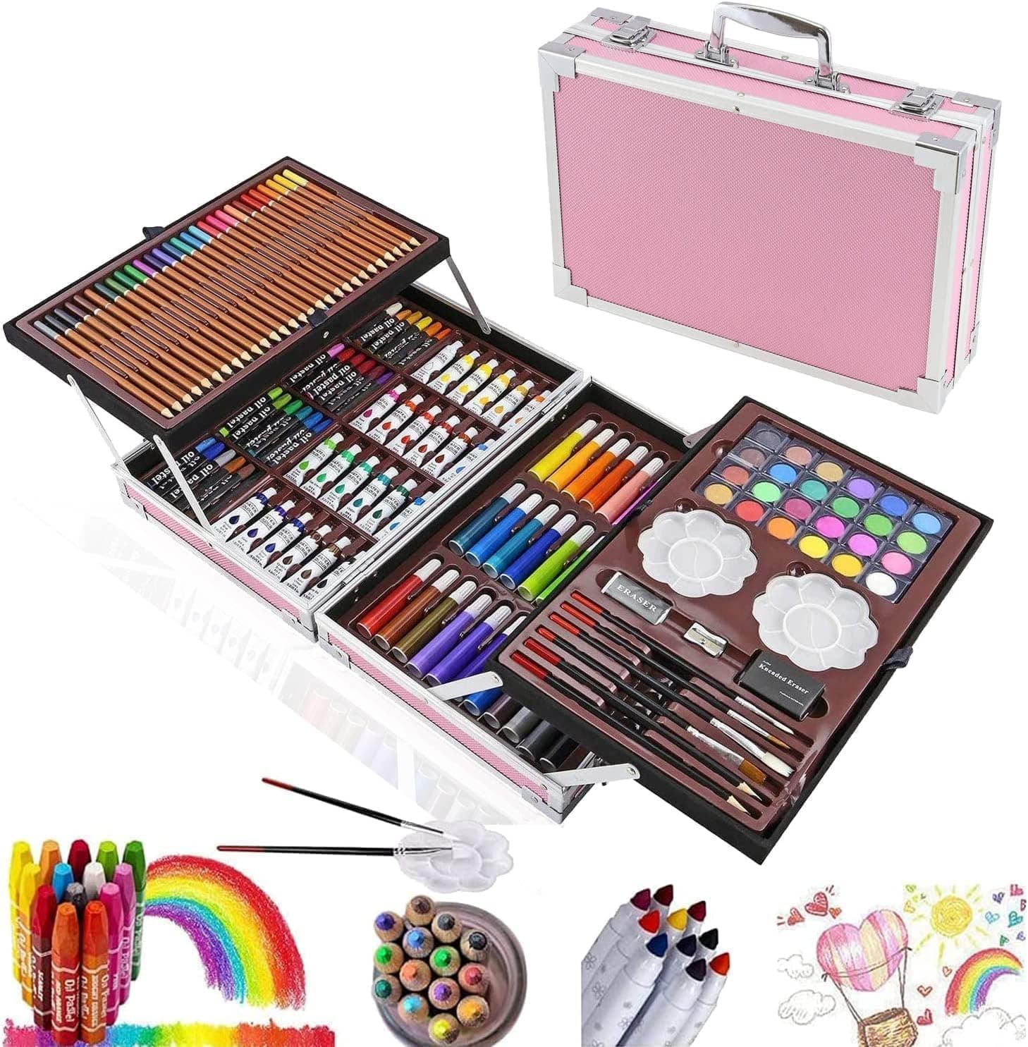 Amerteer Art Set Professional Artists Drawing Kit, Kids Art Set with Colored Pen, Watercolor Paints