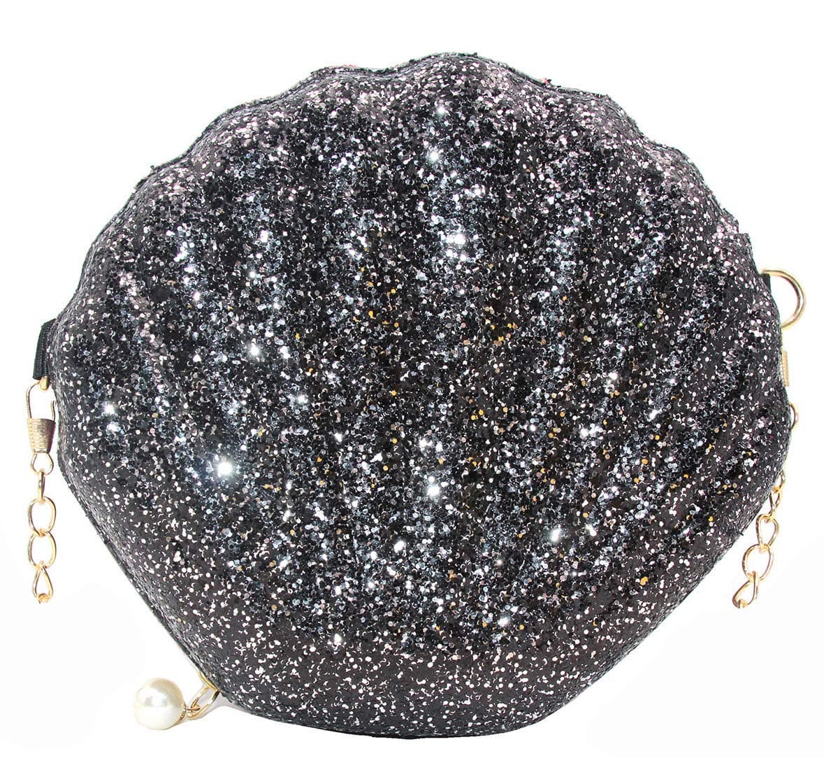 Shining Seashell Shape Double-Side Shoulder Crossbody Bag with Chains(BLACK)