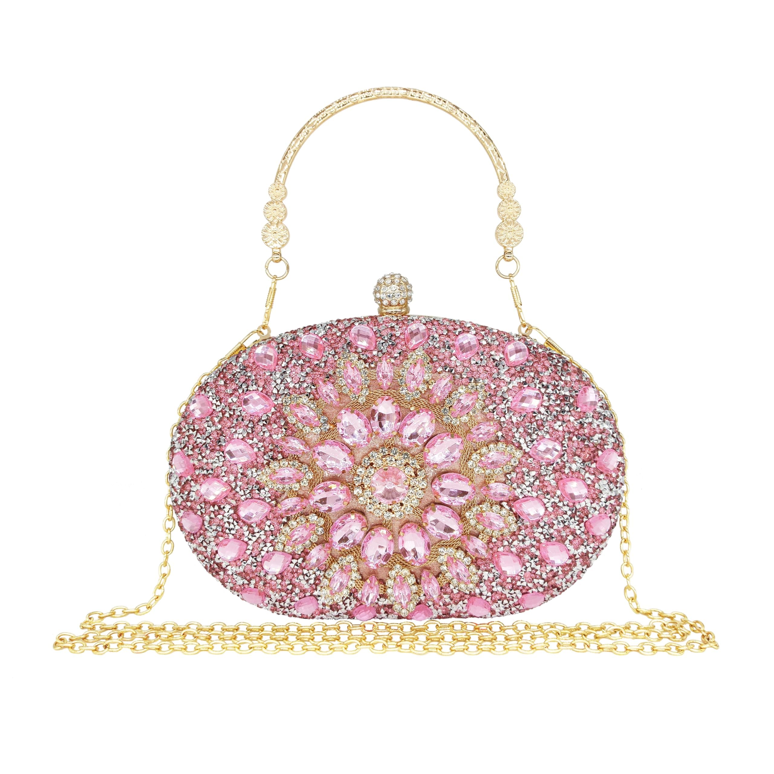 MAIRLOMRhinestone Clutch Purses for Women Evening Wedding Formal - Round Pearl Clasp Handbag - Crystal Diamond Bag