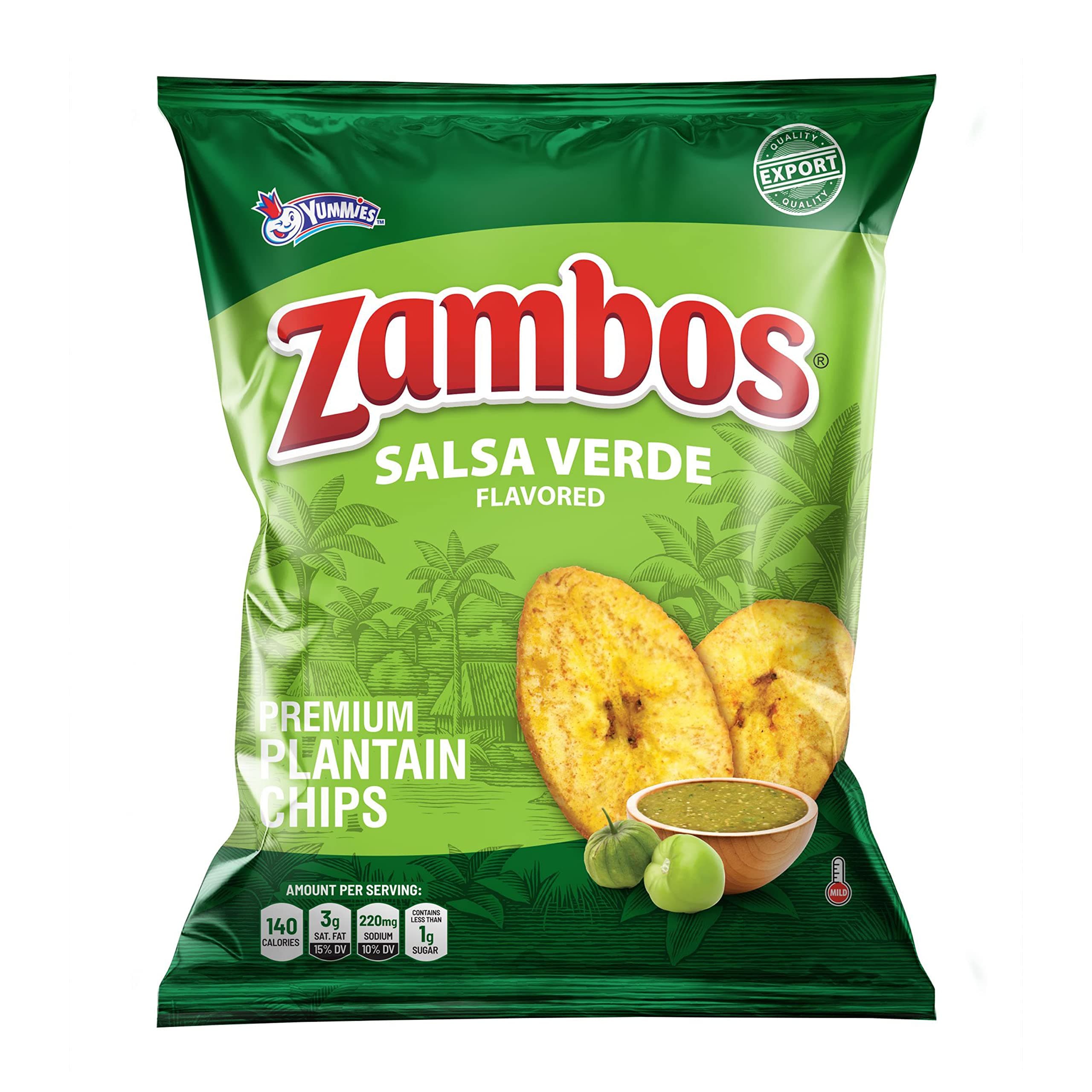 Zambos Plantain Chips Salsa Verde (Pack of 12)