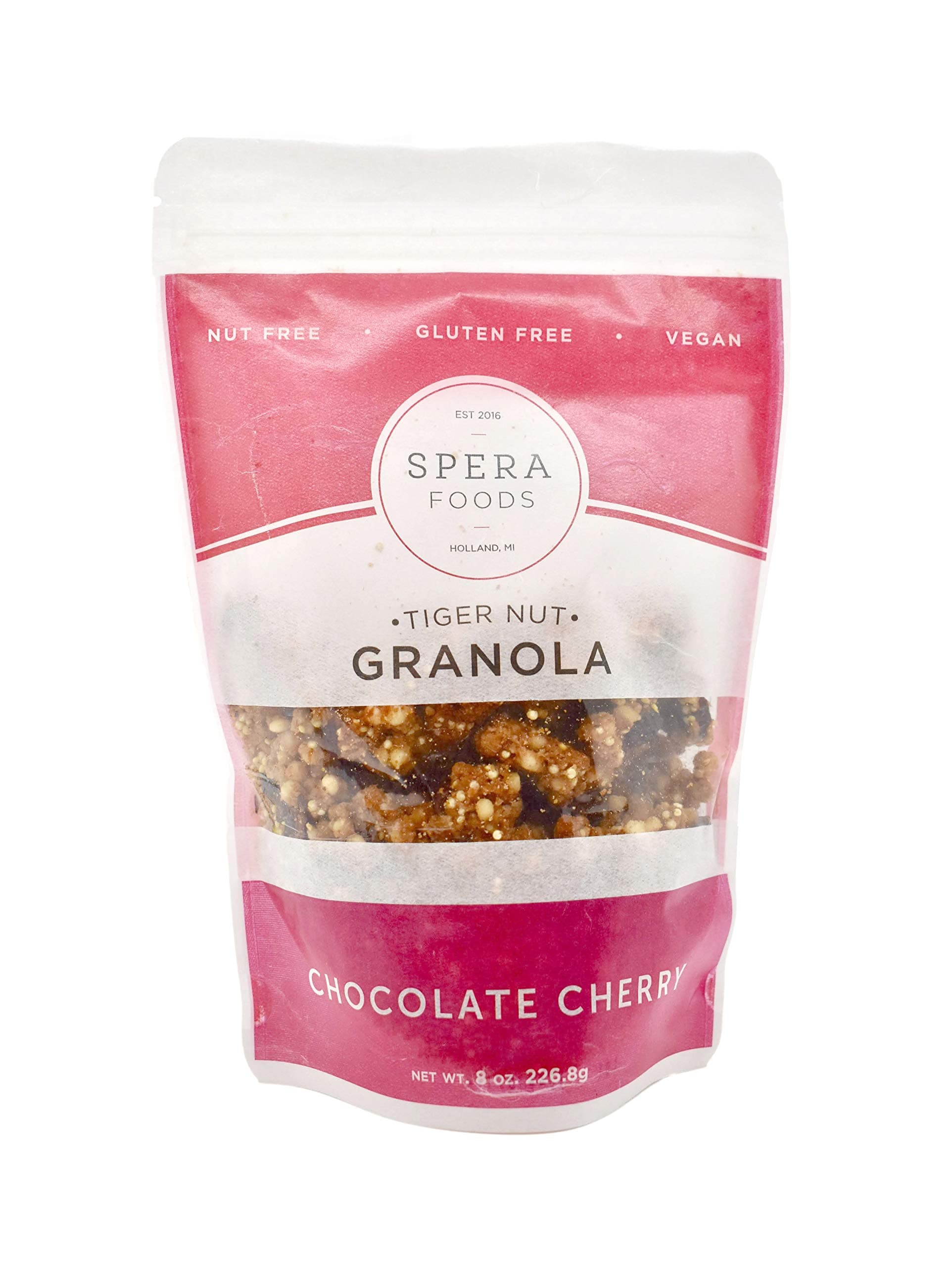 Spera Foods | Tigernut Granola | Cherry & Cocoa Nibs | 8 oz | Organic | Vegan | Gluten, Dairy, and Nut Free
