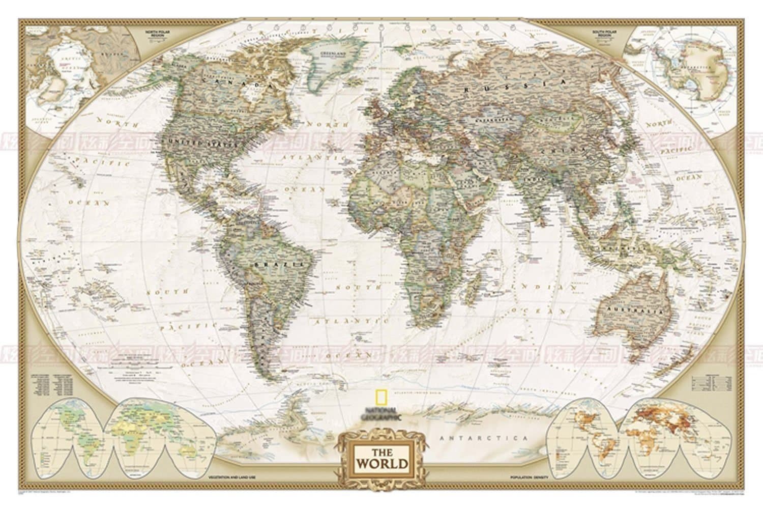 Map of the World, Canvas Wall Art, New Antique Vintage Rrtro Classic Style Canvas Map Of The World, Globe Large Poster, Global Map, Home Office Decor Map Print (44.1x29.5 inches)