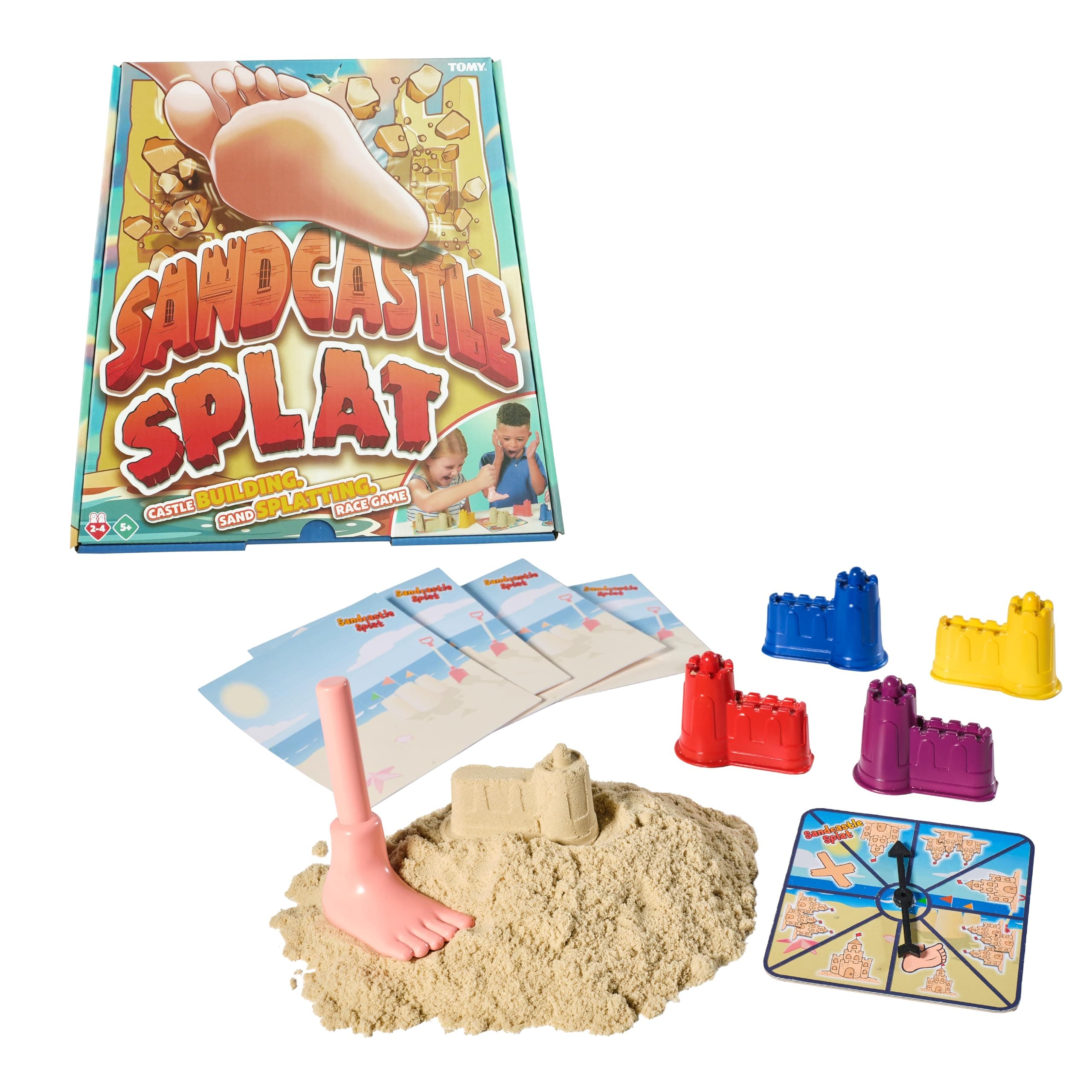 TOMY Sandcastle Splat - The Sand Splatting, Castle Building Race Board Game - Suitable for 2-4 Players Ages 5+ Years Old