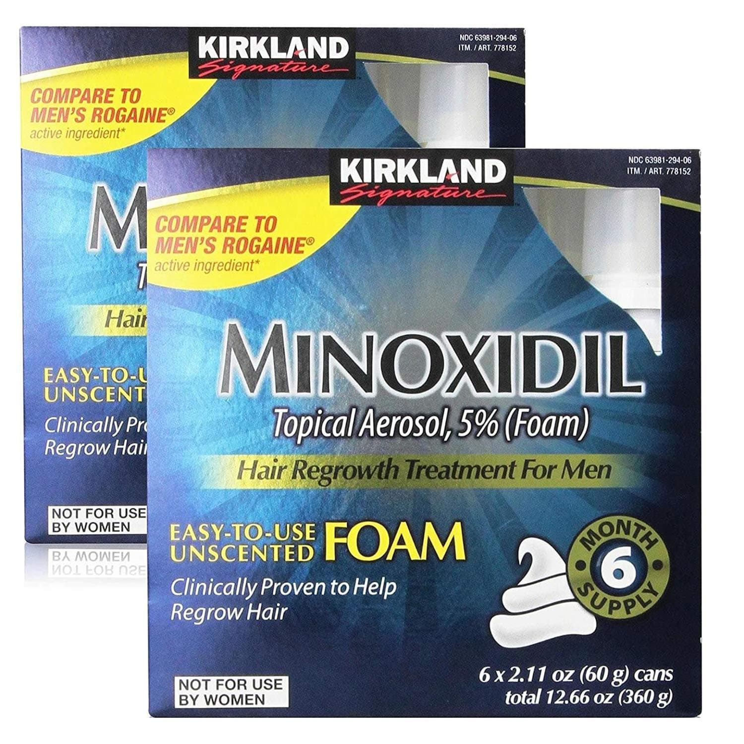 Kirkland Signature Hair Regrowth Minoxidil for Men, 2.11oz (6 Ct) (Pack of 8)