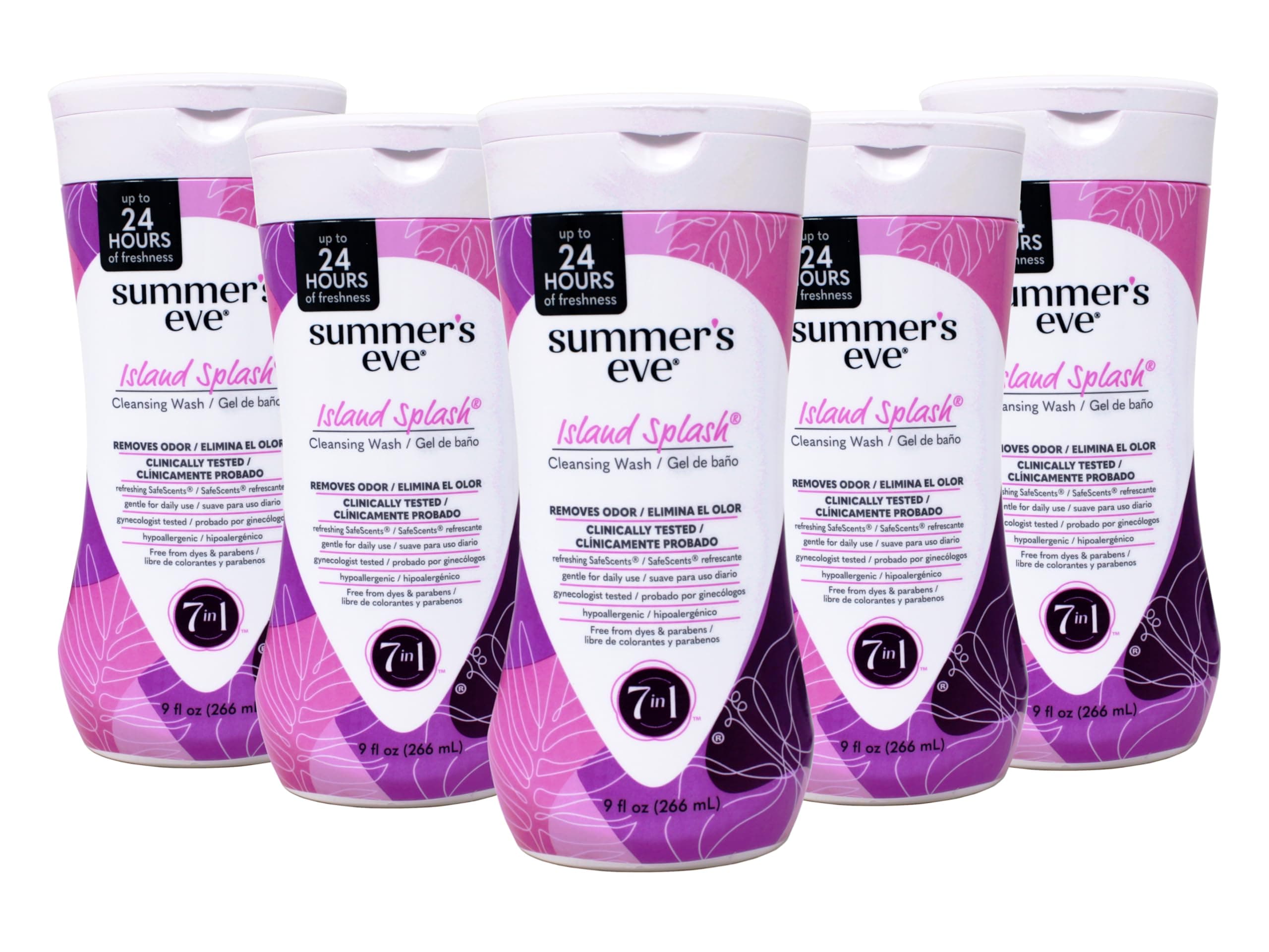 Island Splash Refreshing Daily Feminine Wash, Removes Odor, pH balanced, 9 fl oz. (Pack of 5)