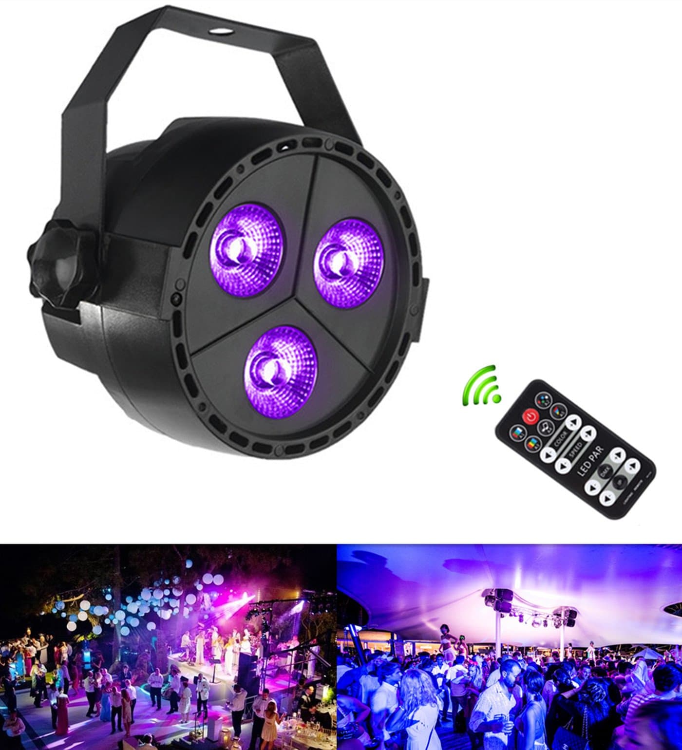 remove control Stage Lights Par Up Lighting LED Par Lights with 4in1 3x4-watts LED RGB/UV Color Mixing by 8CH DMX512 DJ Control for Wedding, KTV, Bar,Pub,Party