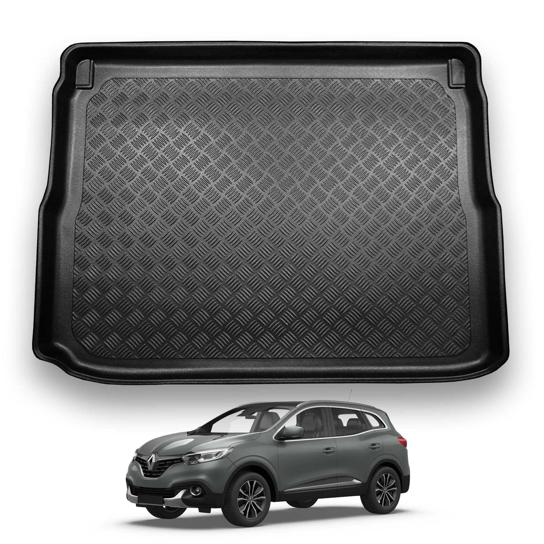 NOMAD Renault Kadjar (2015+) Boot Liner [Upper Boot Position] Tailored Fit Car Floor Mat Protector Non Slip Waterproof Raised Edges Compatible Custom Fit Accessory Black Dog & Pet Friendly