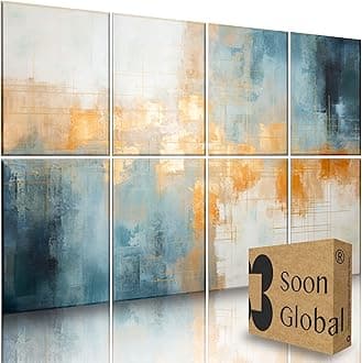Soon Global 8-Pack Acoustical Wall Panels, 48 X 38 Inches Art Acoustic Panels, Decorative Acoustic Panels, Acoustic Wall Panels, Sound Absorbing Wall Art, Teal Aura