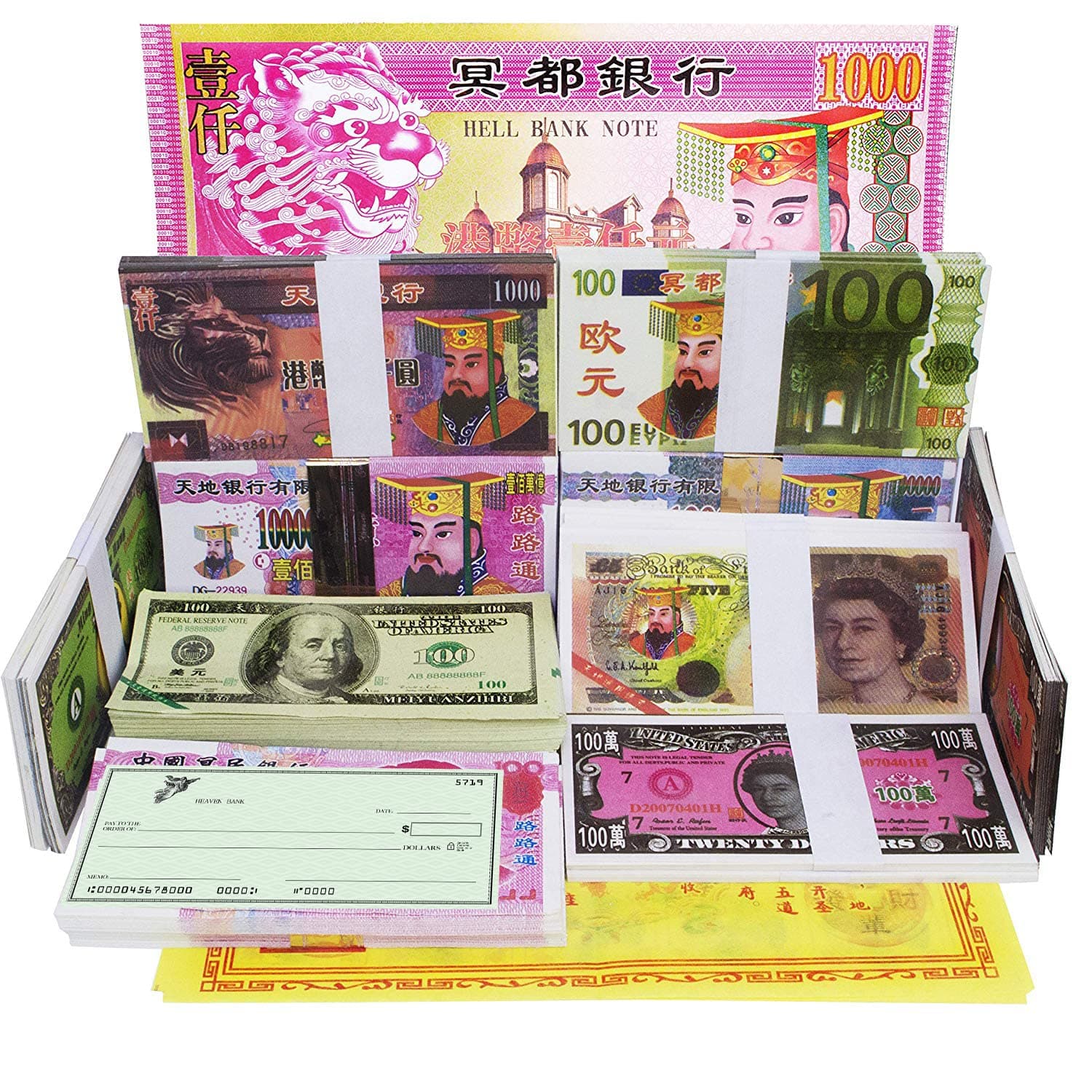 550-600 Pcs Ancestor Money joss Paper Hell Bank Note Spirit Ghost Money to Burn (1 Pound)