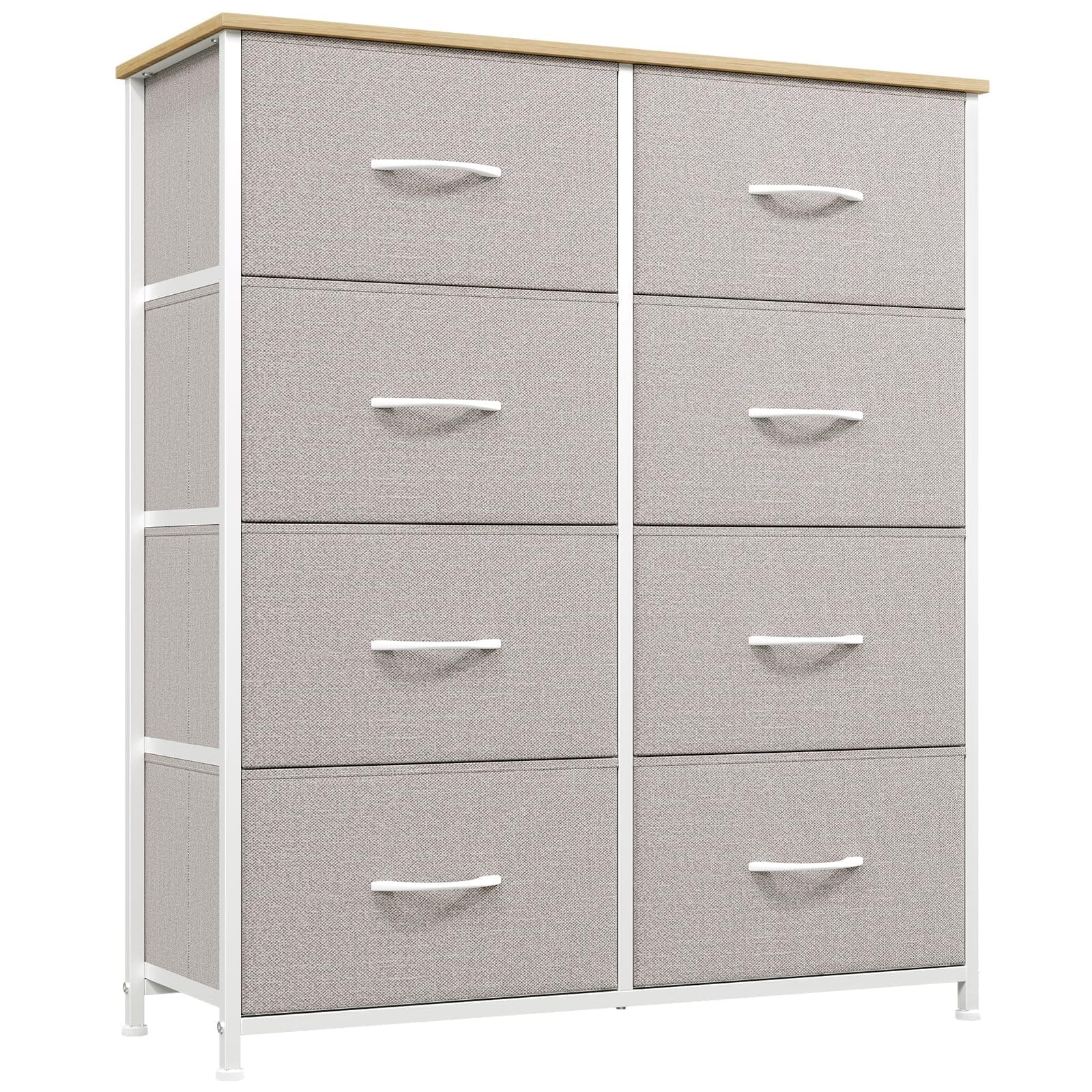 Somdot Tall Chest of Drawers for Bedroom with 8 Drawers, Wide Storage Organiser Fabric Dresser for Closet Nursery Bedside Living Room Laundry Entryway Hallway, Ash Grey