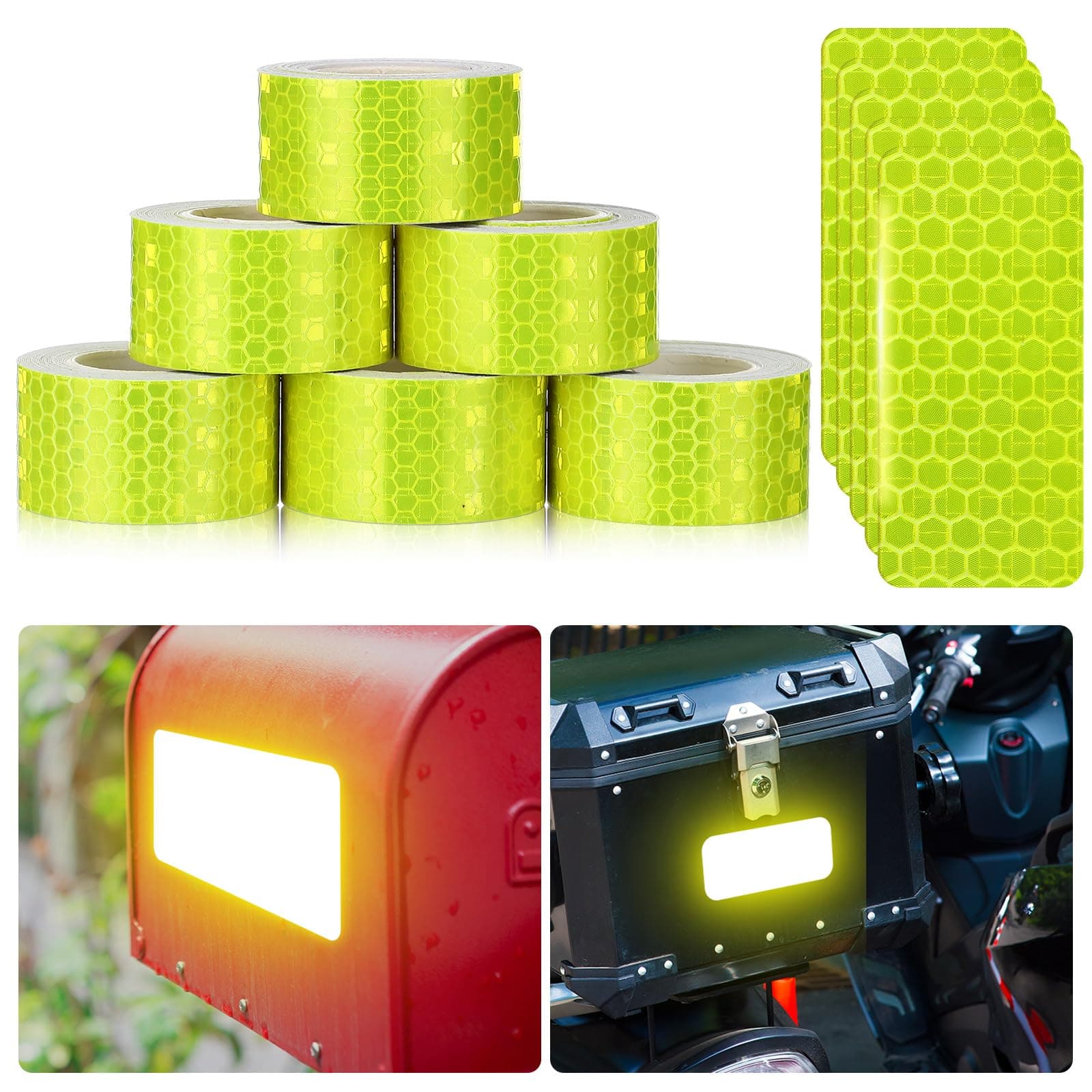 Zonon 6 Rolls High-Visibility Reflective Tapes Waterproof Self-Adhesive Safety Stickers Night for Outdoor Nighttime Visibility Trailers, Clothing, Vehicles(Yellow,1 Inch)