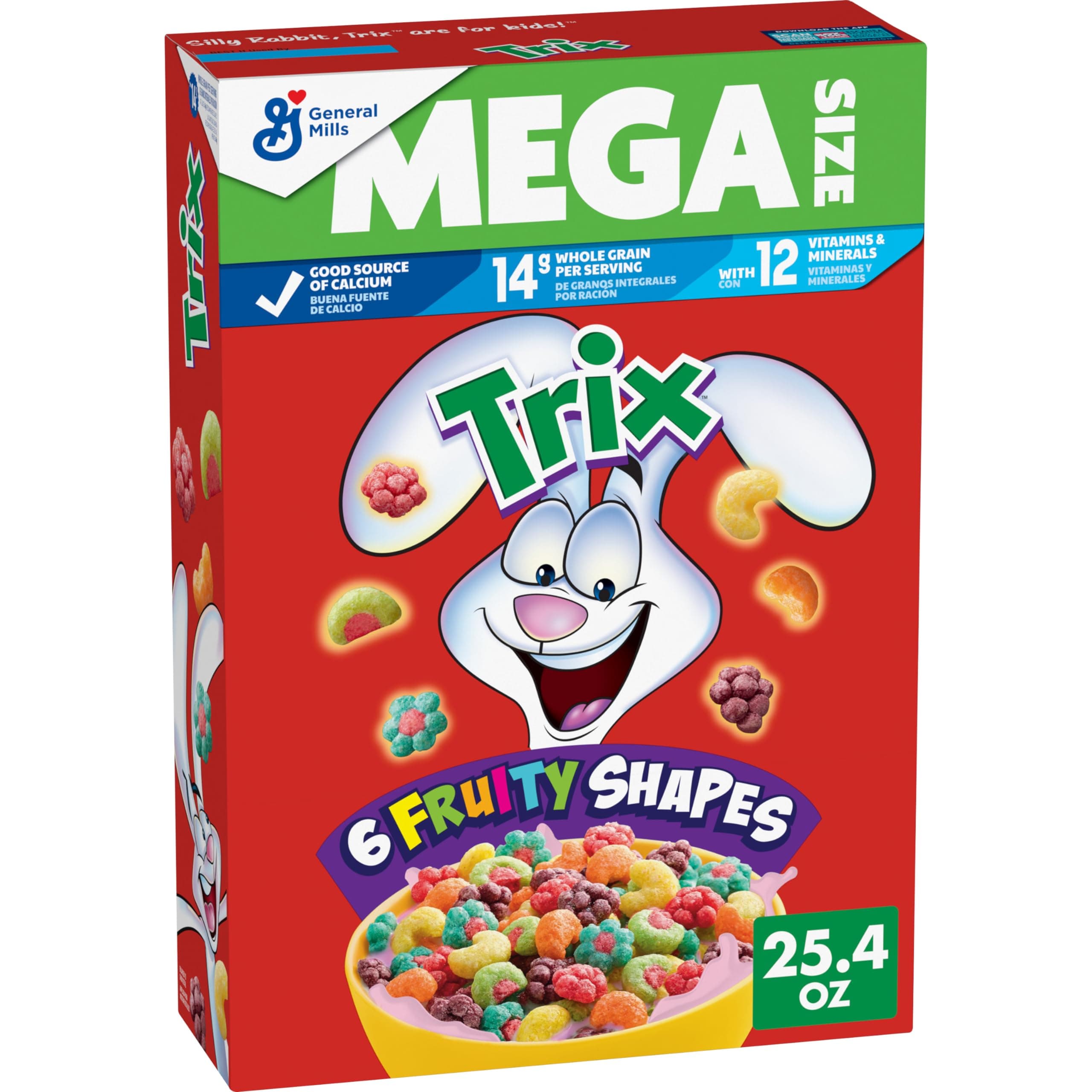 Trix Fruity Breakfast Cereal, 6 Fruity Shapes, Whole Grain, Mega Size, 25.4 OZ
