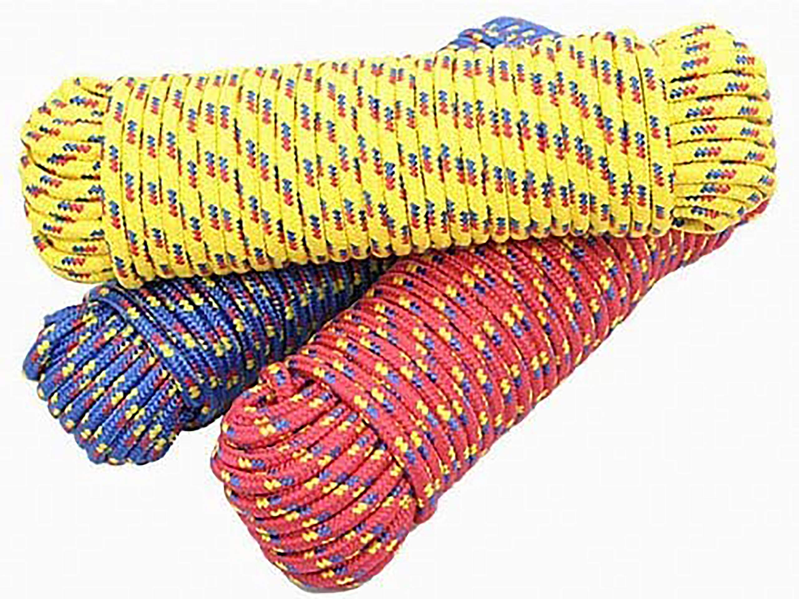 TJL Industrial (11079) Diamond Braided Polypropylene Rope, Multi-Color, 3/8 Inch x 100-Feet