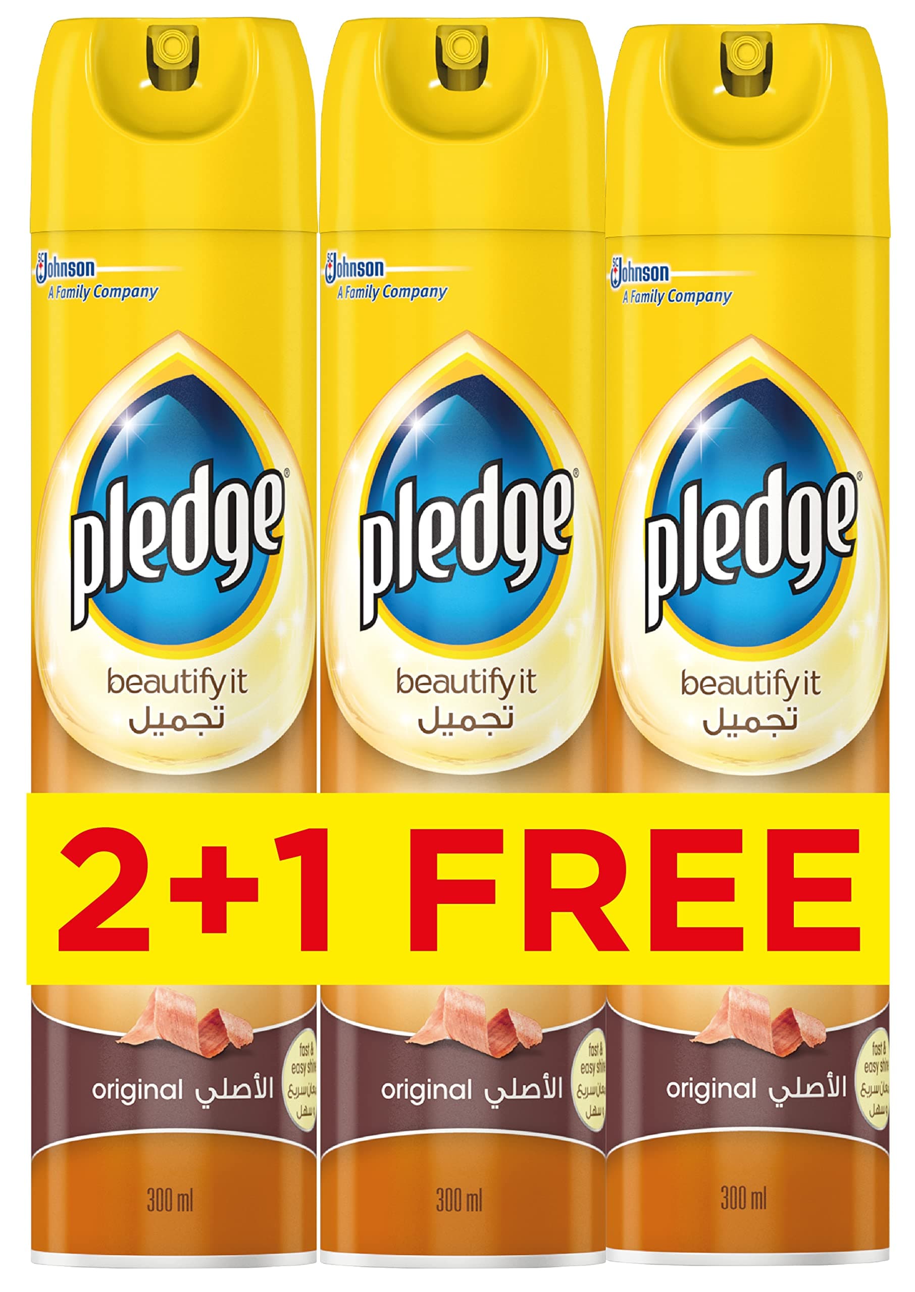 Pledge Beautify It Furniture Polish Spray, Original Scent, 3 x 300ml