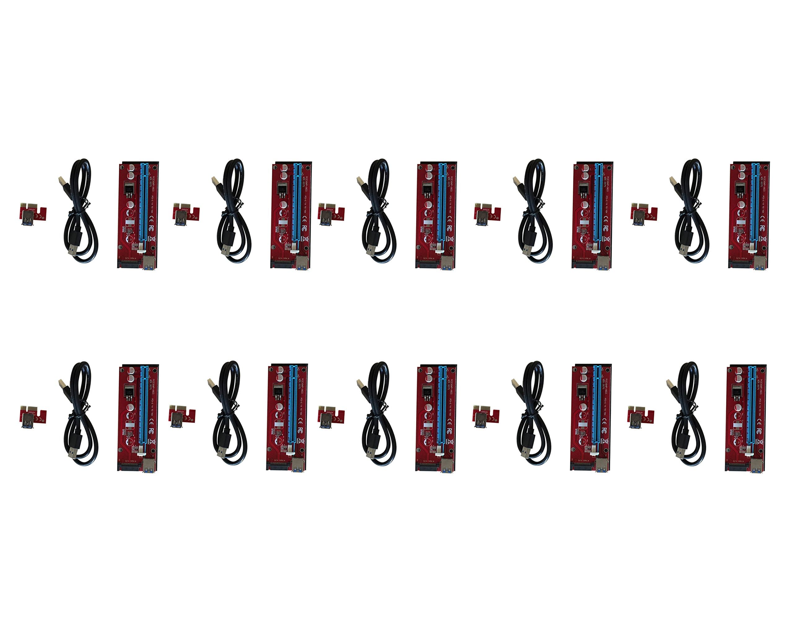 Miners Shop PCIe Extender USB 3.0 Powered Riser For Ethereum ZCASH Crypto mining Ver007s/ Ver006 with 60cm cable (10 Red)