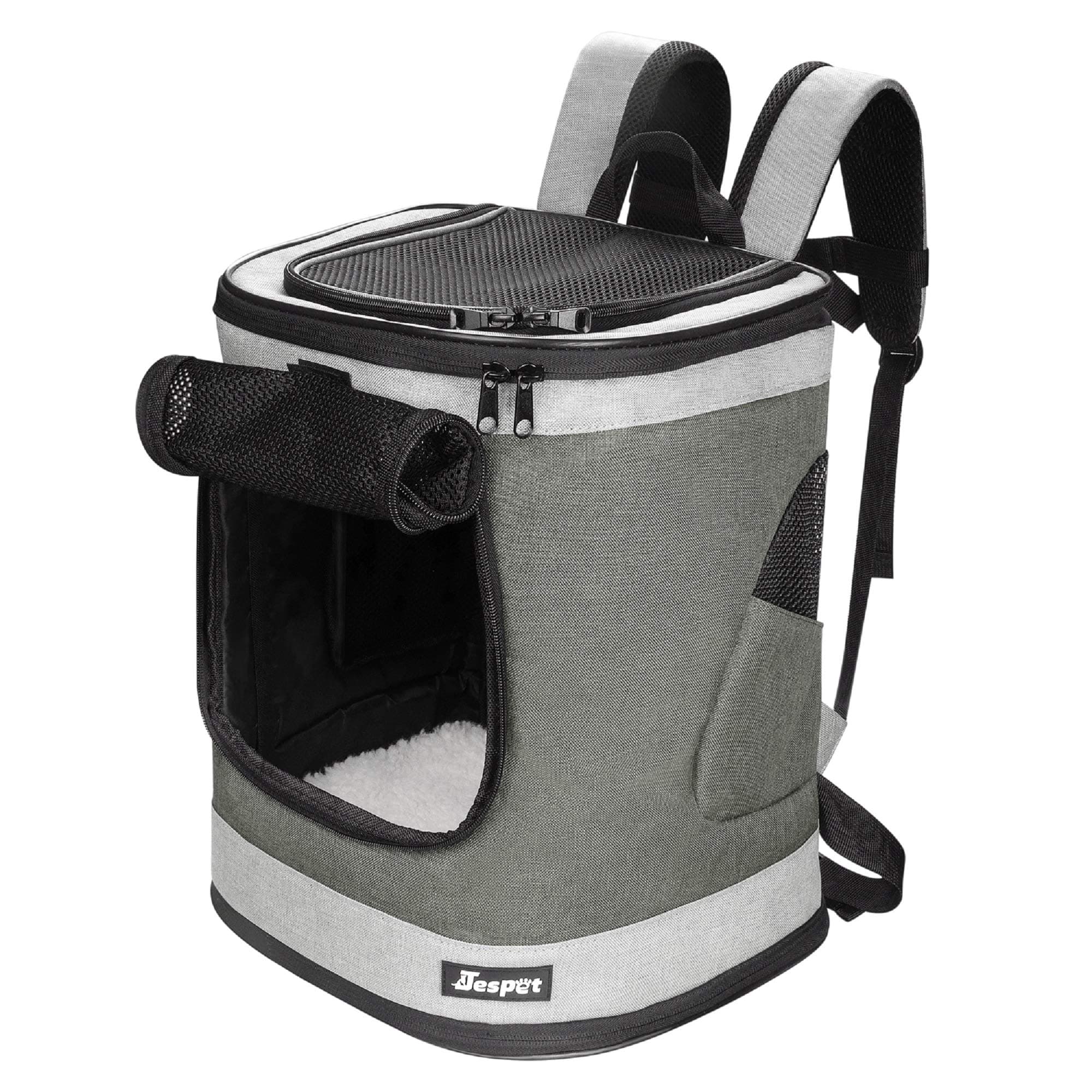 JESPET & GOOPAWS Pet Backpack Carrier for Small Dog, Puppy, Soft Carrier Backpack Ideal for Traveling, Hiking, Walking and Outdoor Activities with Family (Smoke Grey)