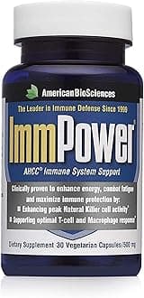 ImmPower AHCC Supplement, Vegetarian Capsules, Enhanced Immune Support, Natural Killer Cell Activity and Cytokine Production, 500 milligrams per Capsule (30 Count)