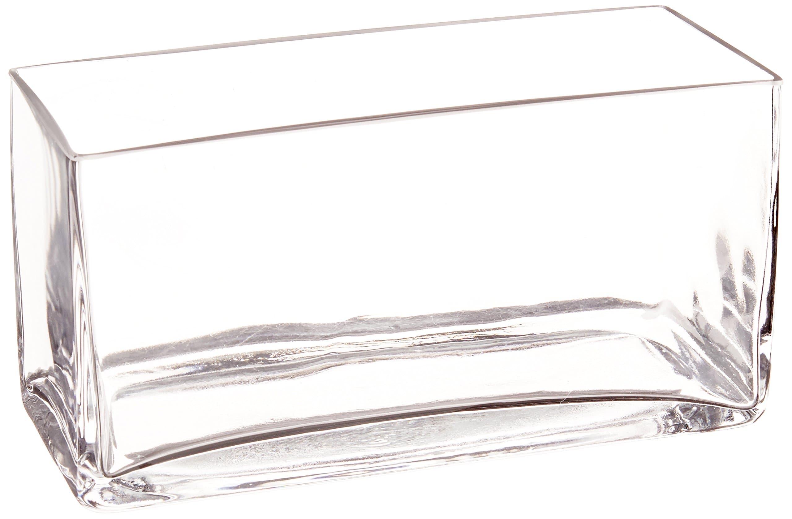 WGV Clear Long Rectangle Block Glass Vase, 3.5 by 8 by 4-Inch