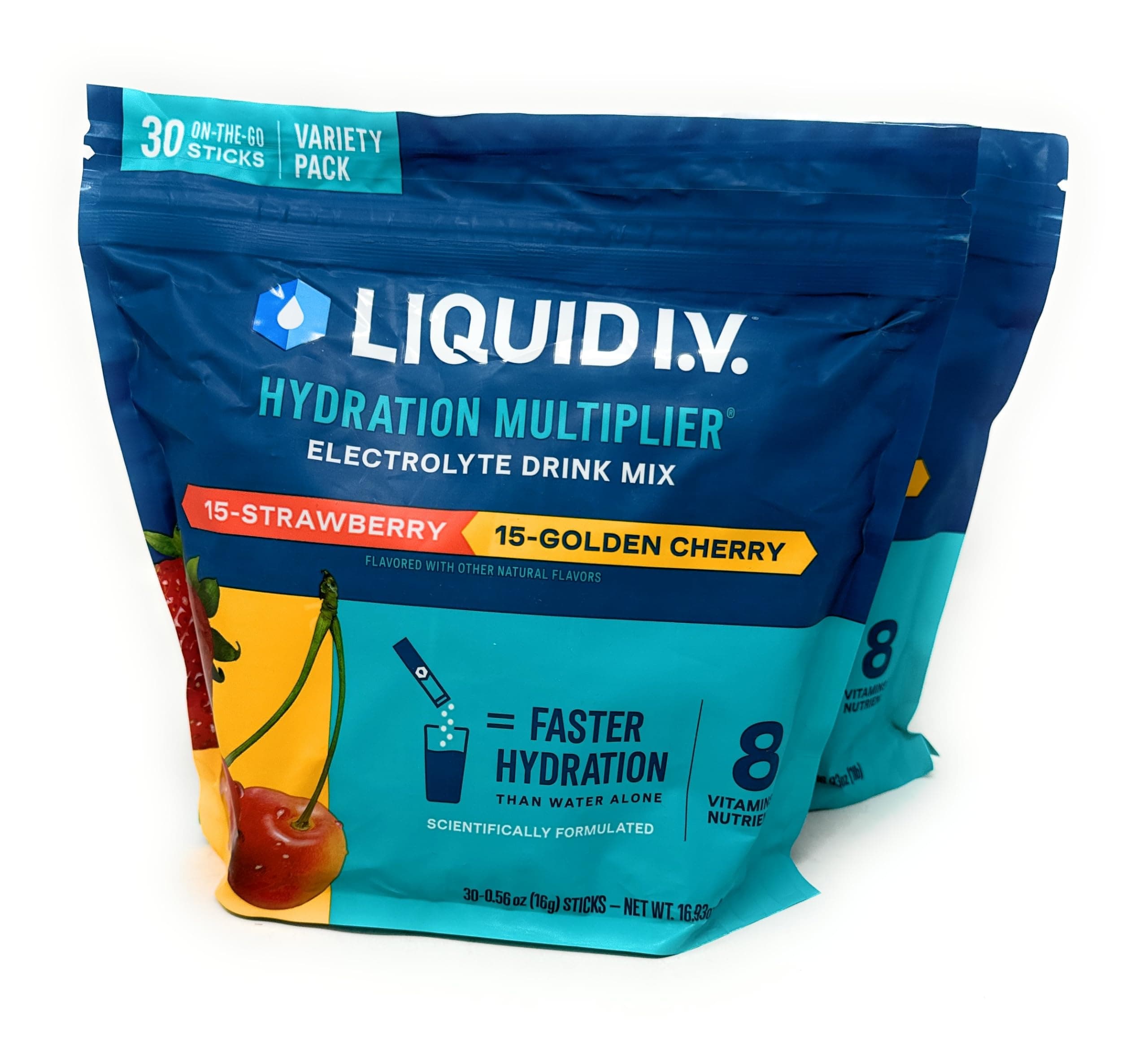 Hydration Multiplier, 30 Individual Serving Stick Packs in Resealable Pouch Flavor : Golden Cherry & Strawberry (2), 2.7 pounds